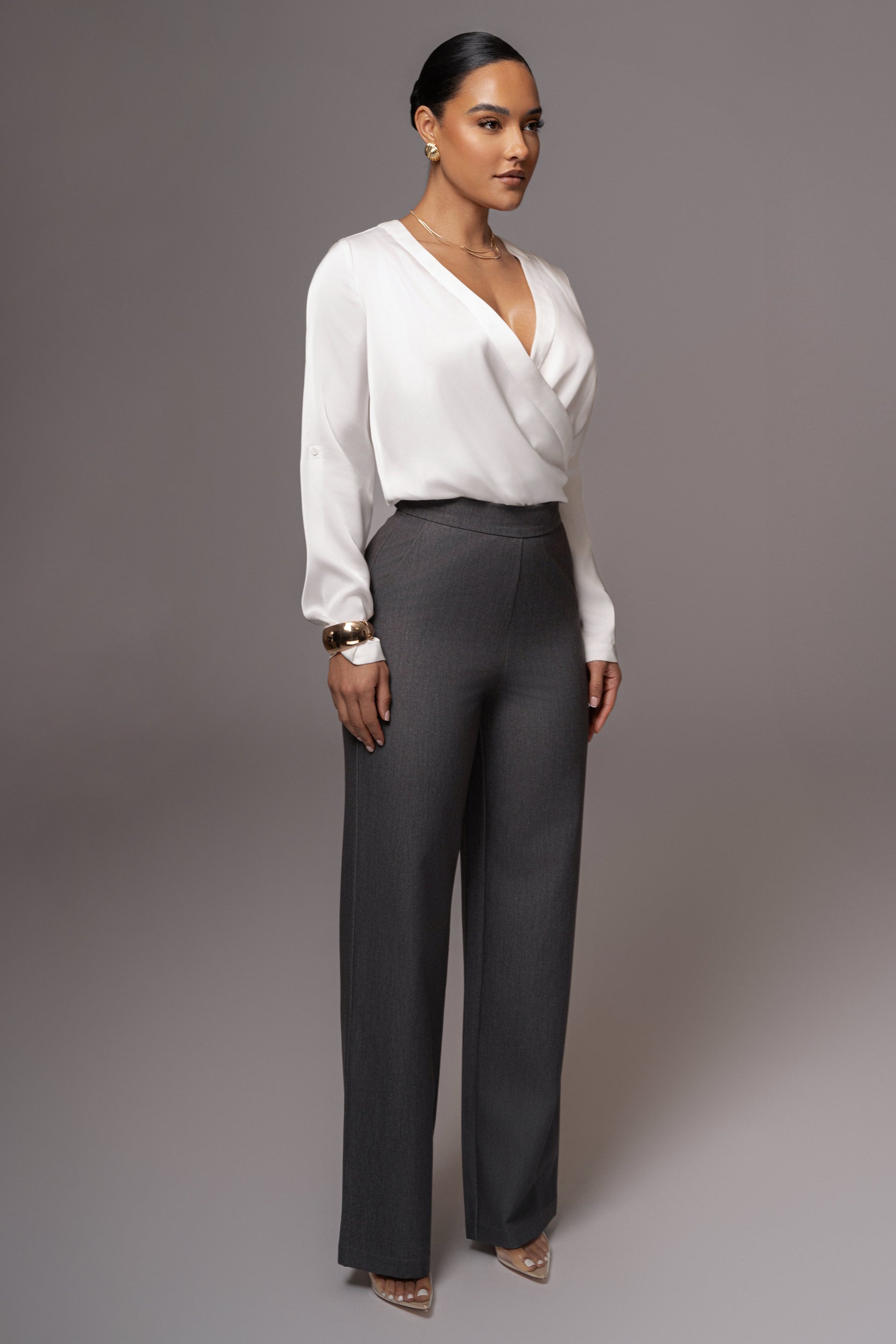 Grey Status Belted Pants JLUXLABEL