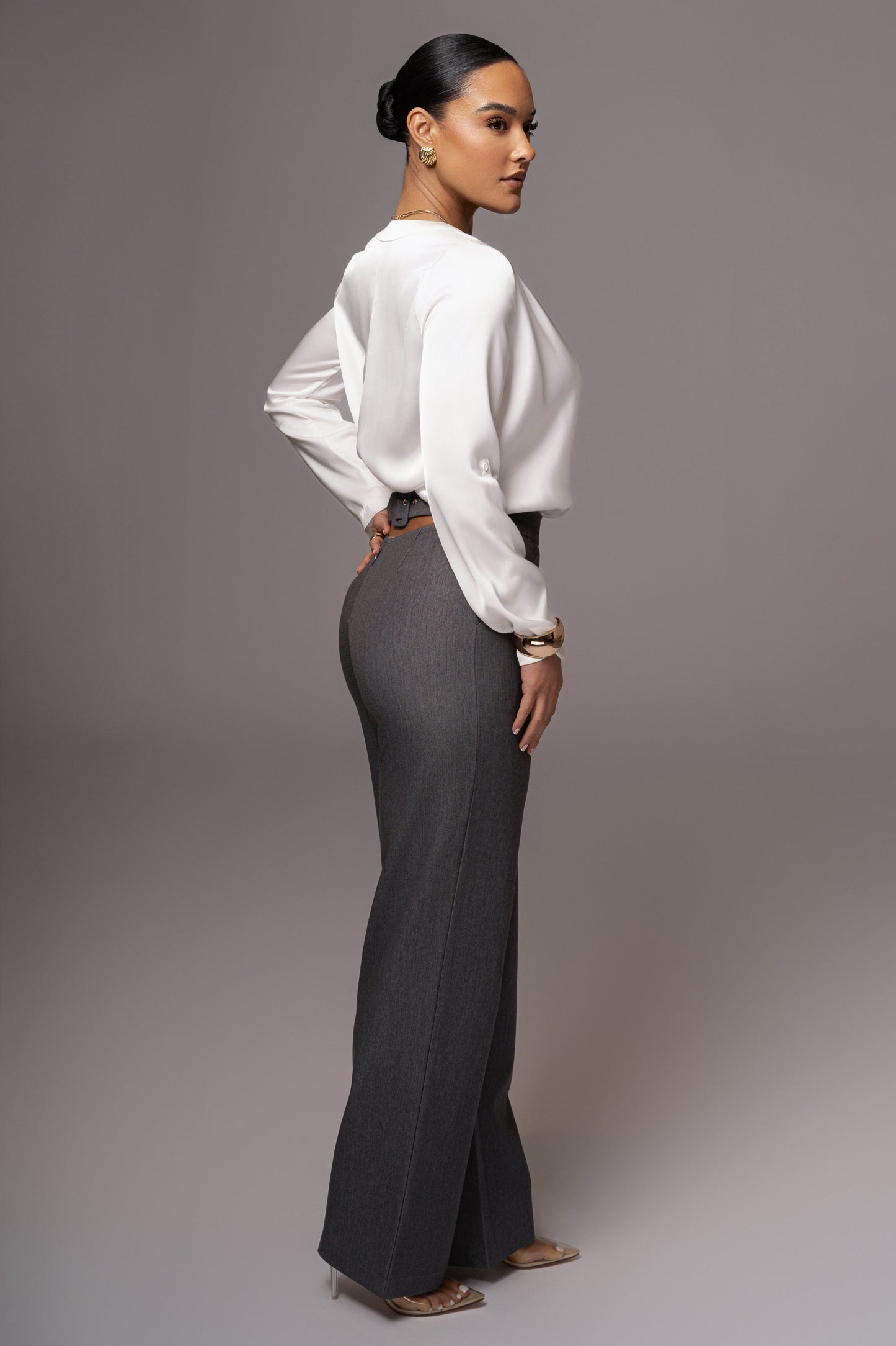 Grey Status Belted Pants JLUXLABEL