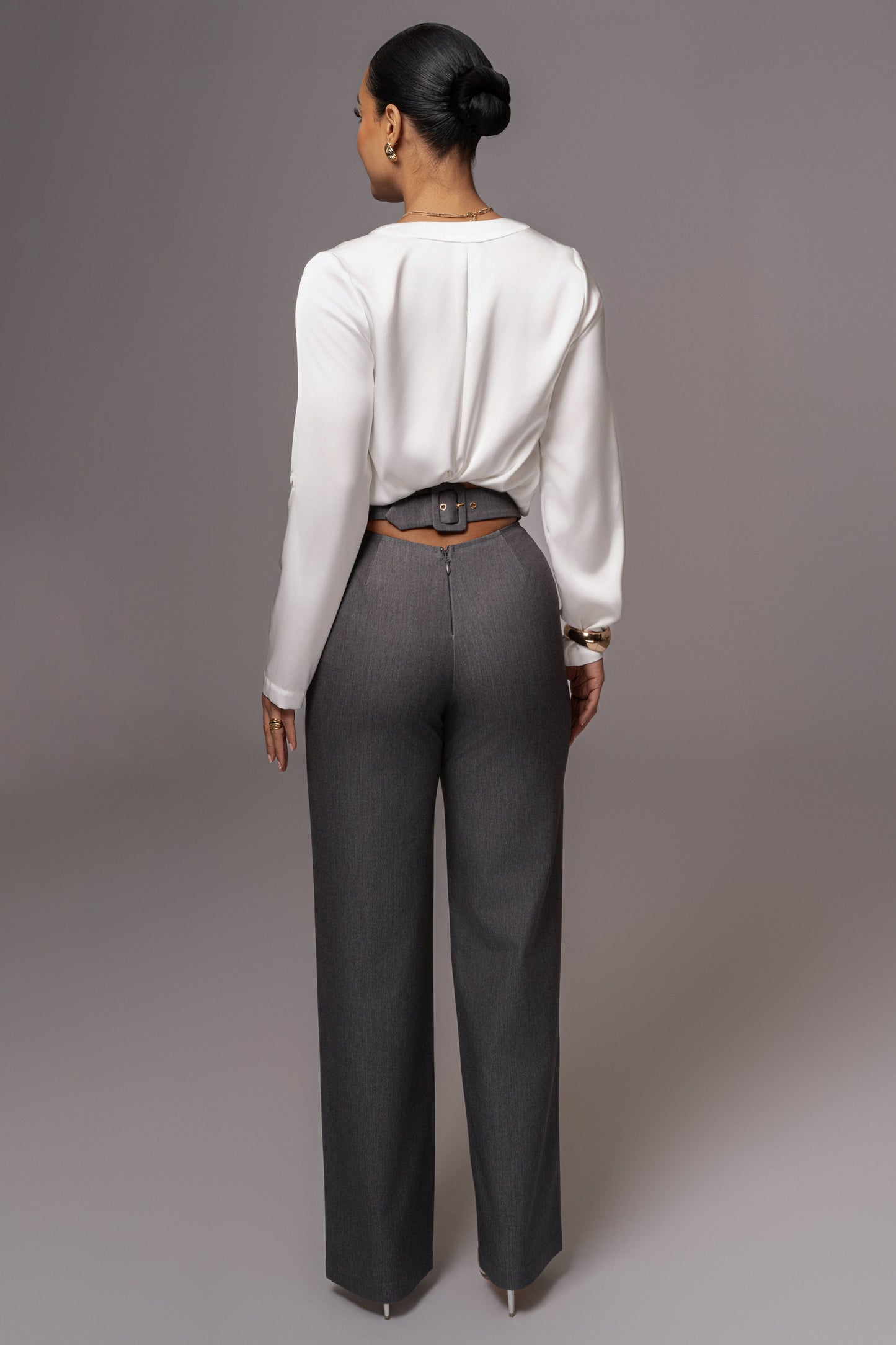 Grey Status Belted Pants JLUXLABEL