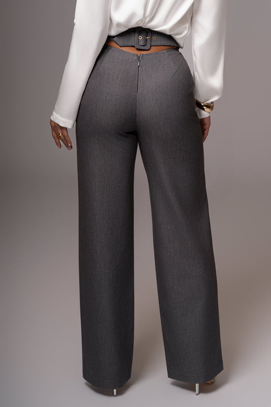 Grey Status Belted Pants JLUXLABEL