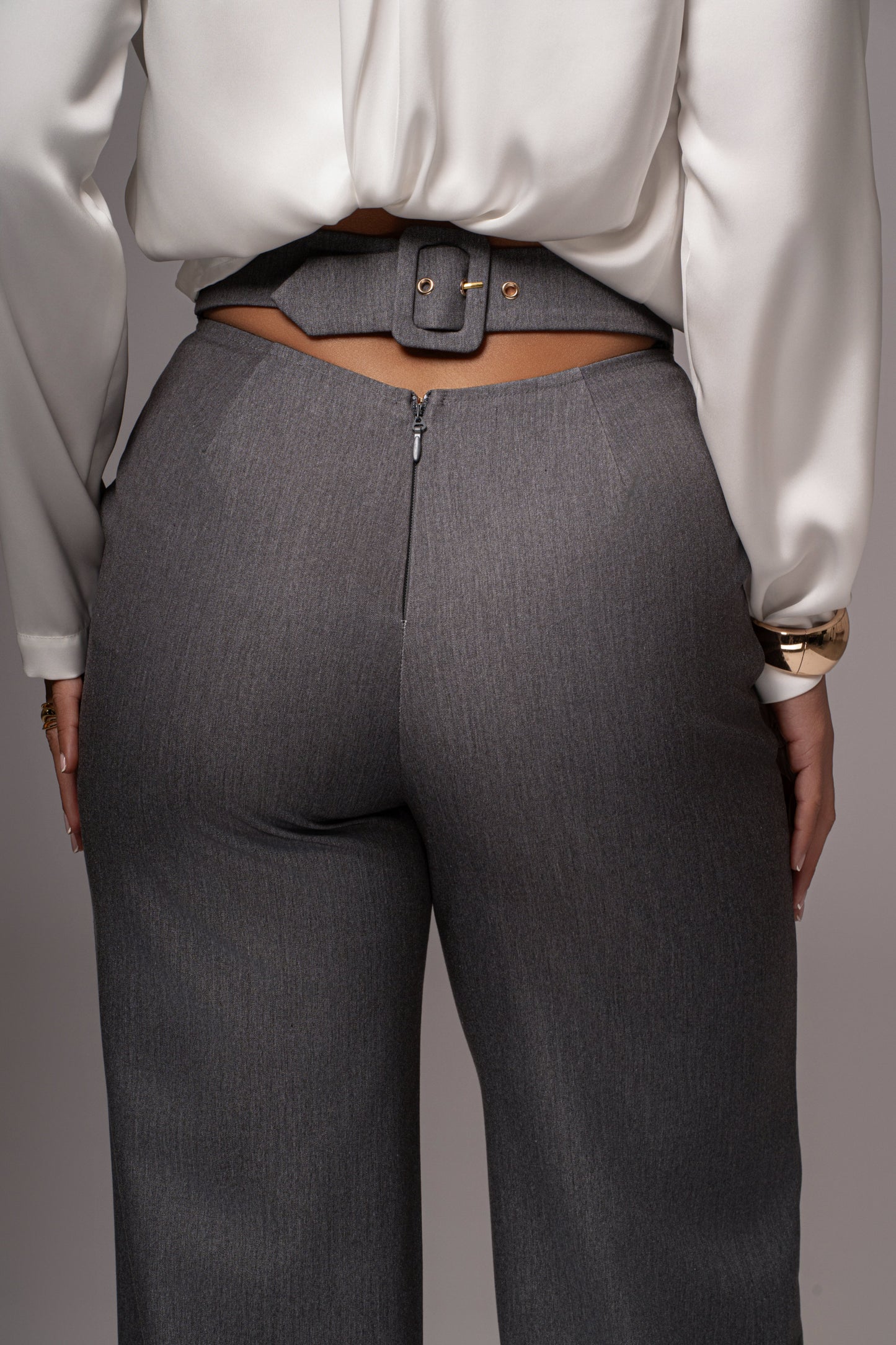 Grey Status Belted Pants JLUXLABEL