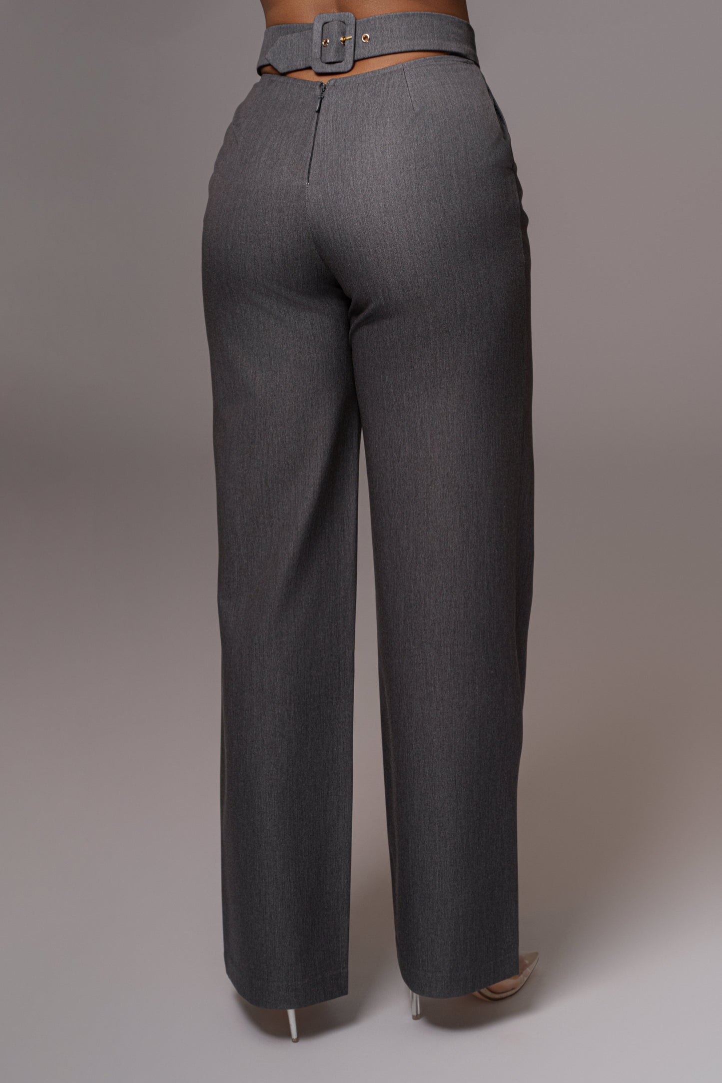 Grey Status Belted Pants JLUXLABEL