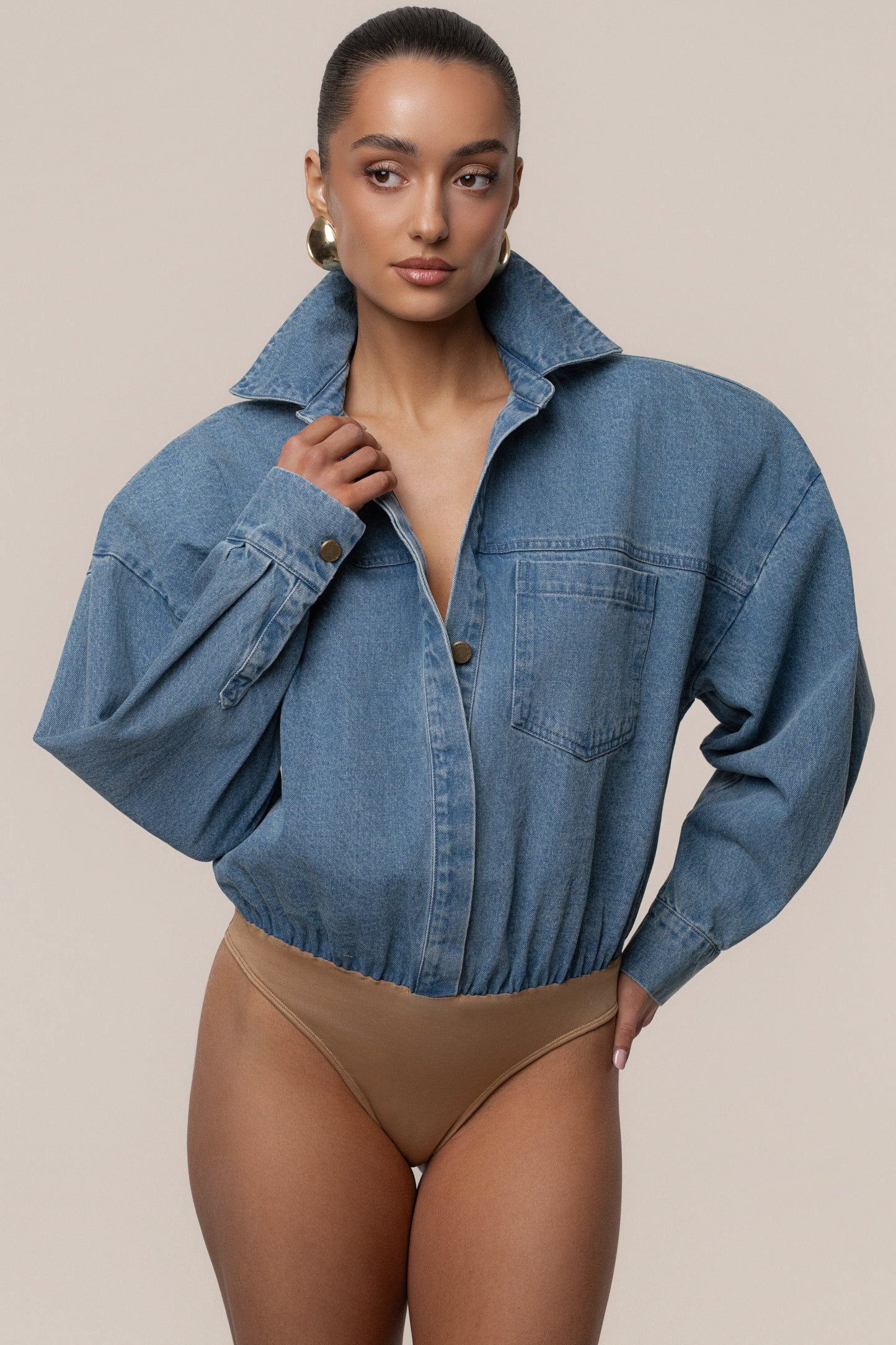 Denim Unstoppable Bodysuit JLUXLABEL
