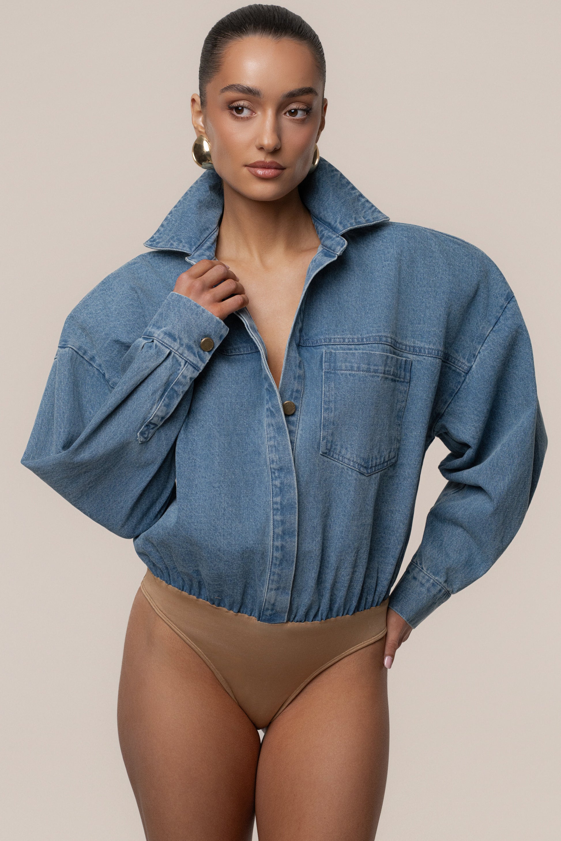 Denim Unstoppable Bodysuit JLUXLABEL