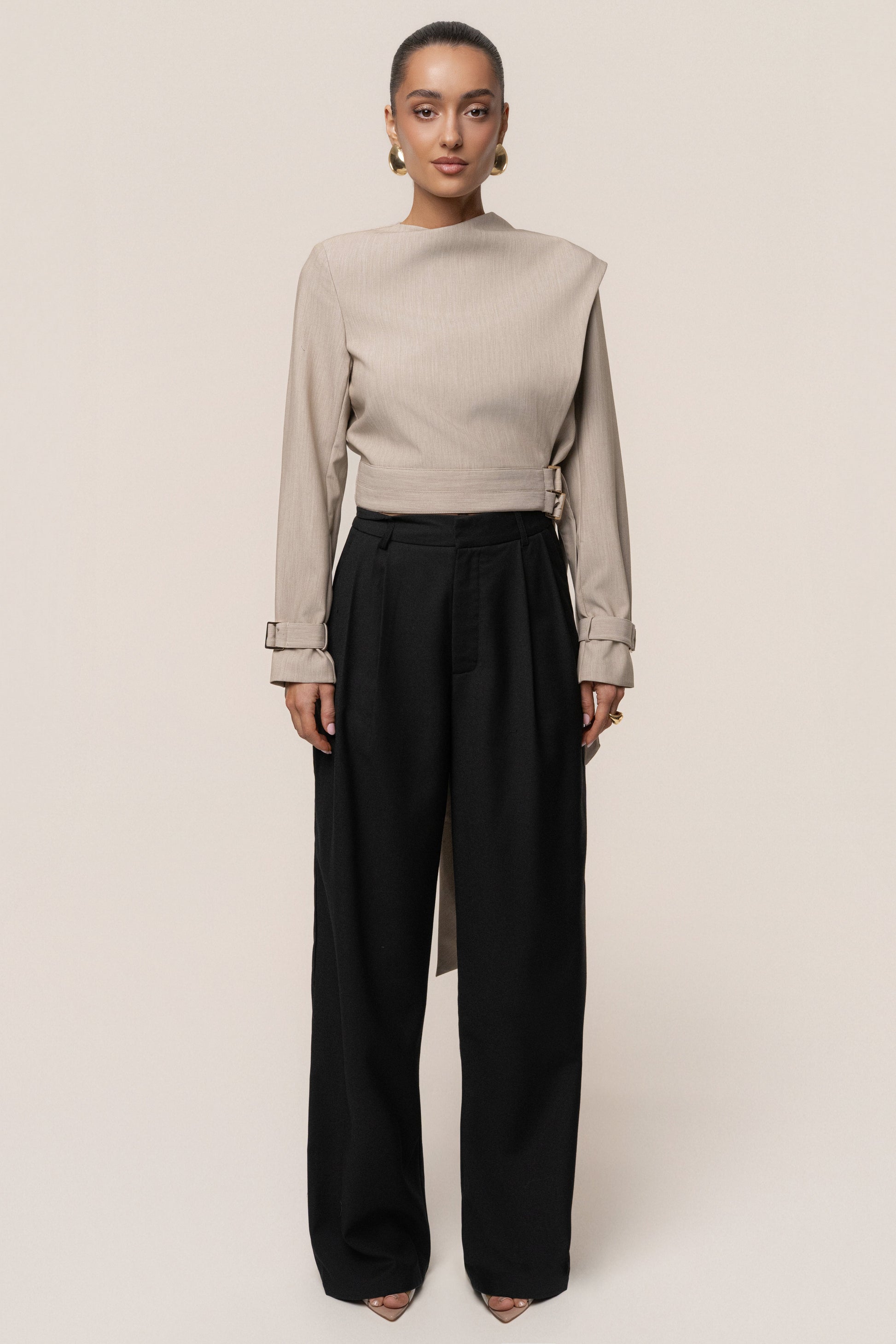 Stone Aligned Scarf Top JLUXLABEL