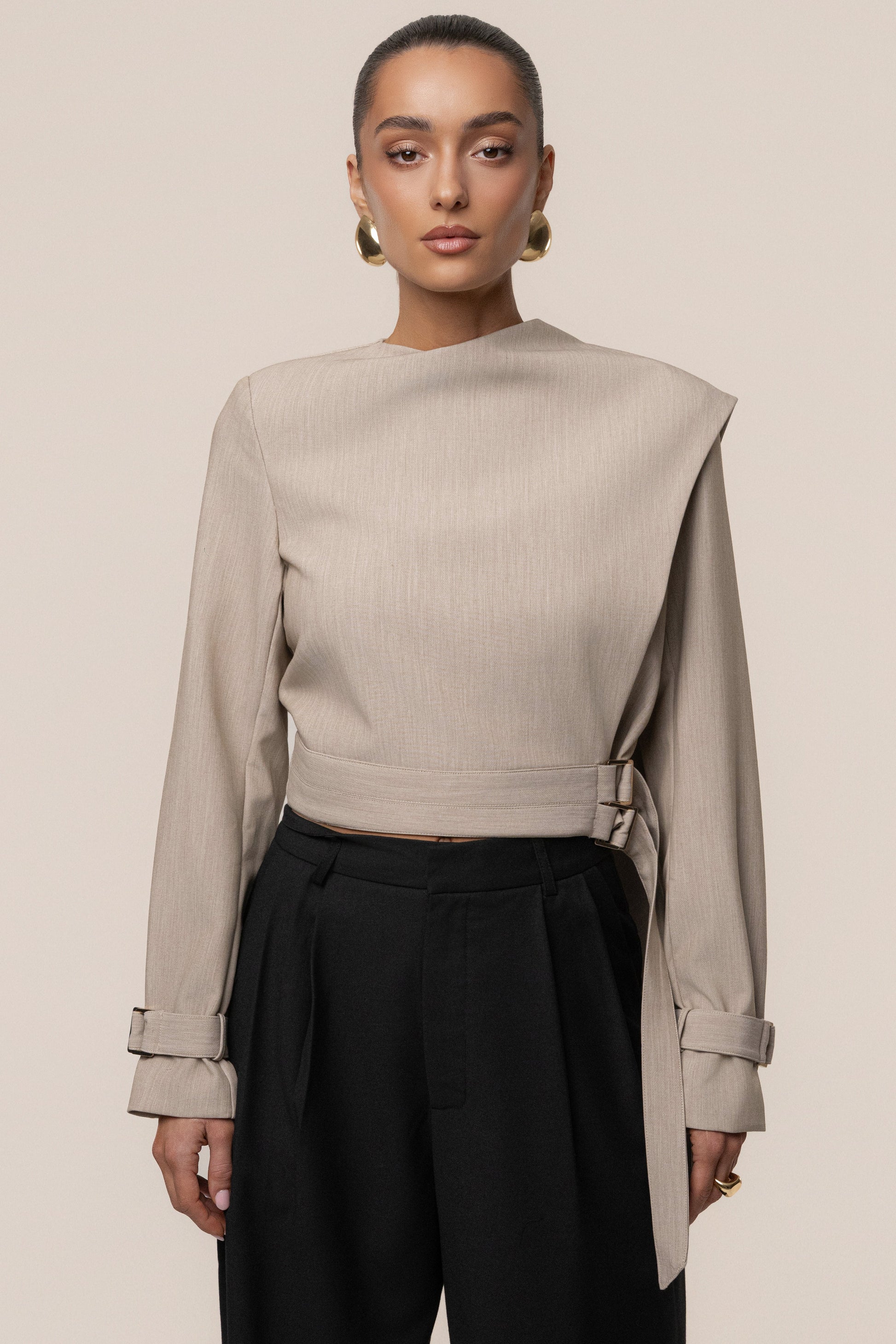 Stone Aligned Scarf Top JLUXLABEL