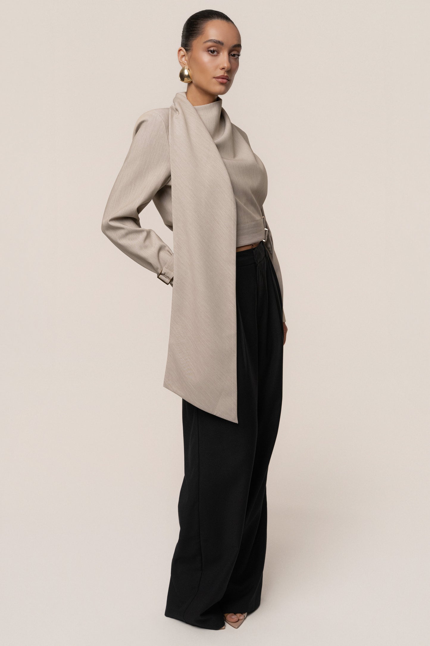 Stone Aligned Scarf Top JLUXLABEL