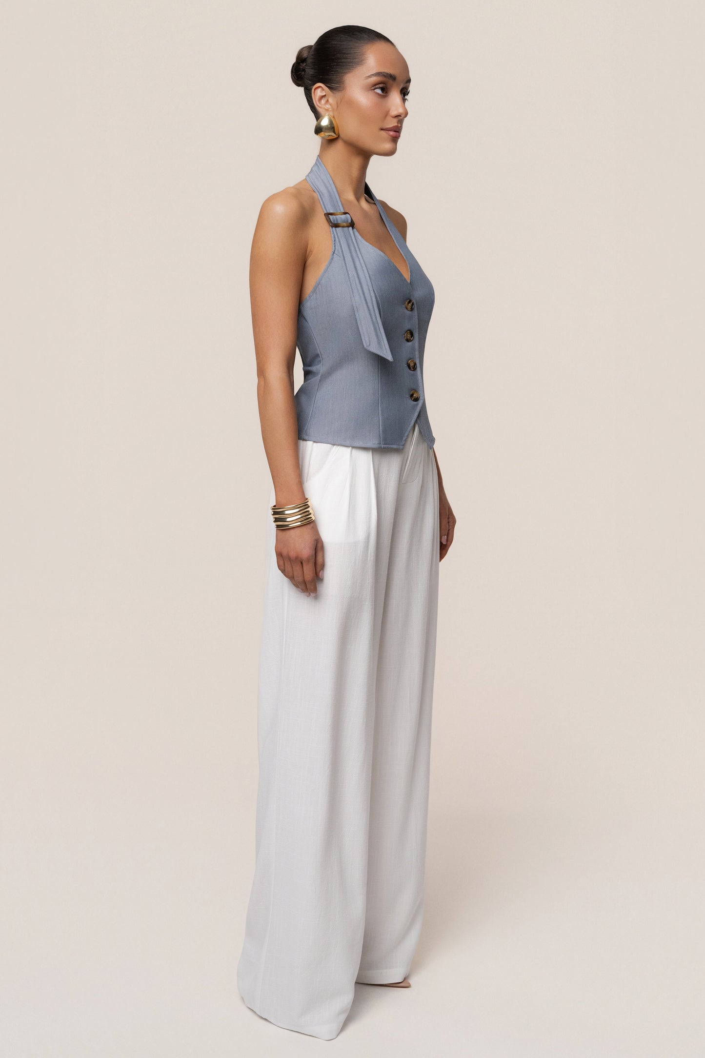 Blue Clean Slate Halter Vest JLUXLABEL