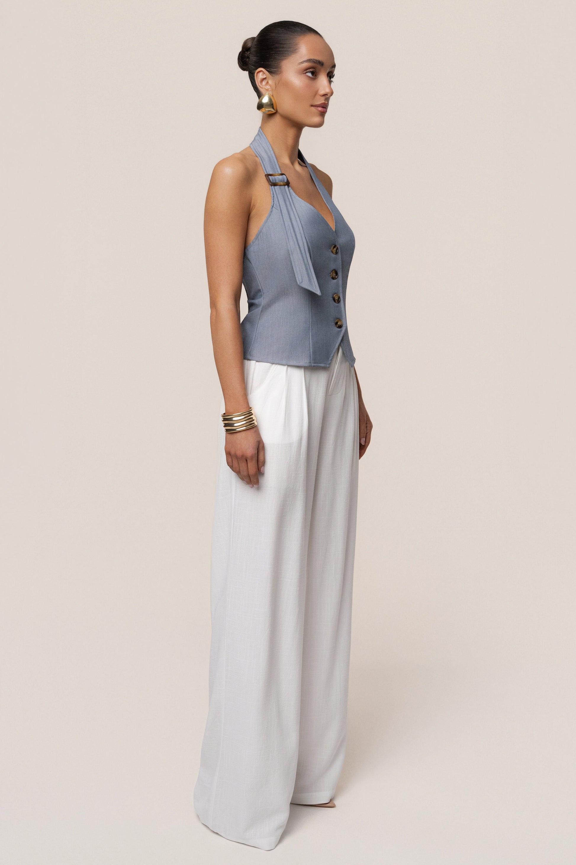 Blue Clean Slate Halter Vest JLUXLABEL