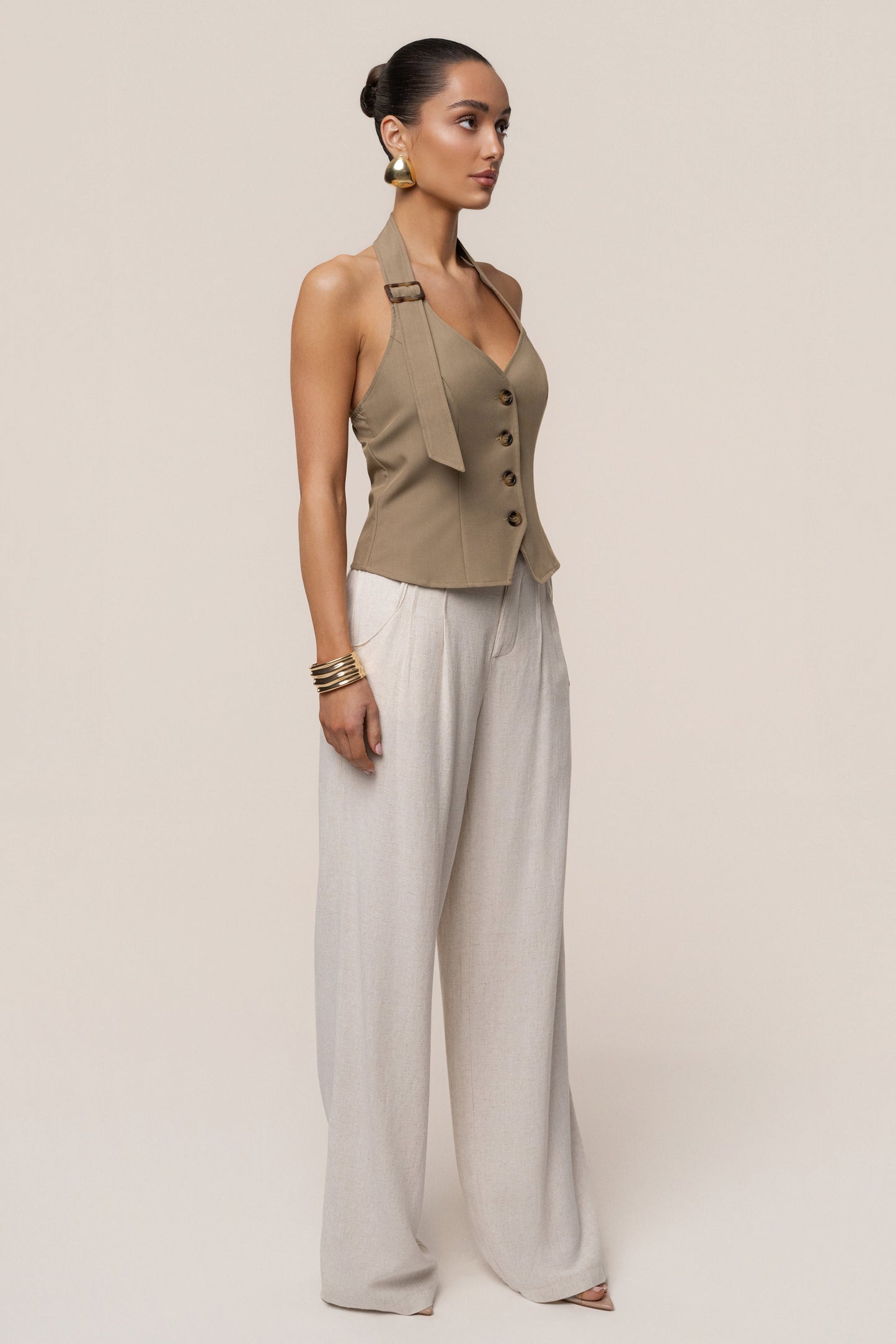 Olive Clean Slate Halter Vest JLUXLABEL
