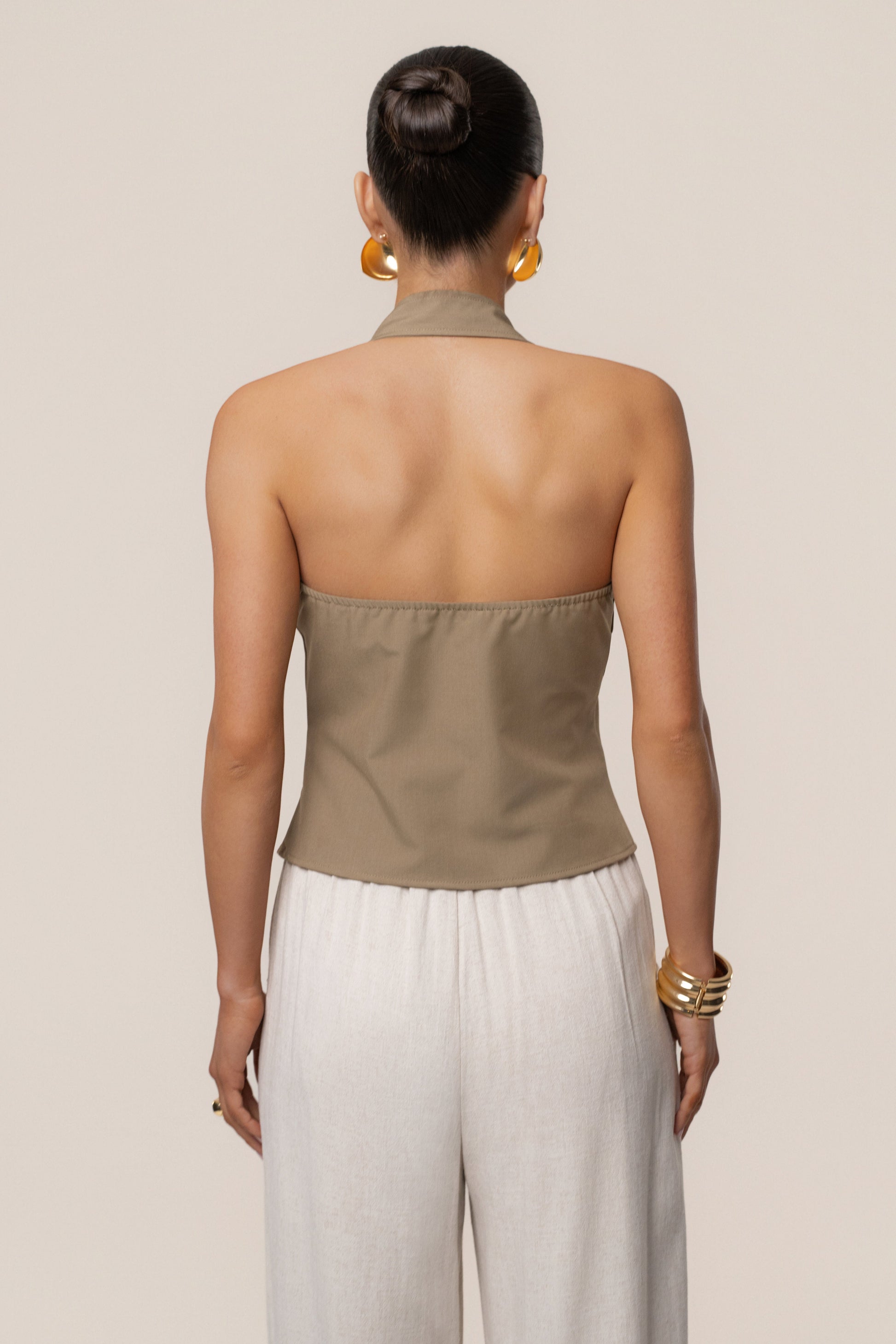Olive Clean Slate Halter Vest JLUXLABEL