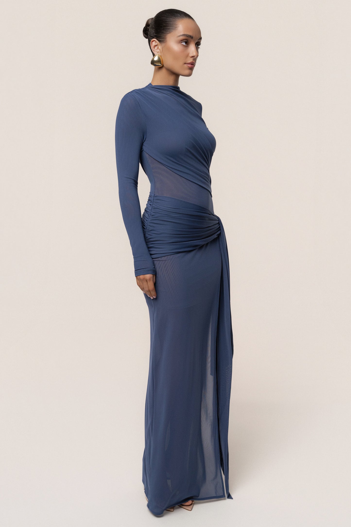 Navy Heatwave Mesh Maxi Dress JLUXLABEL
