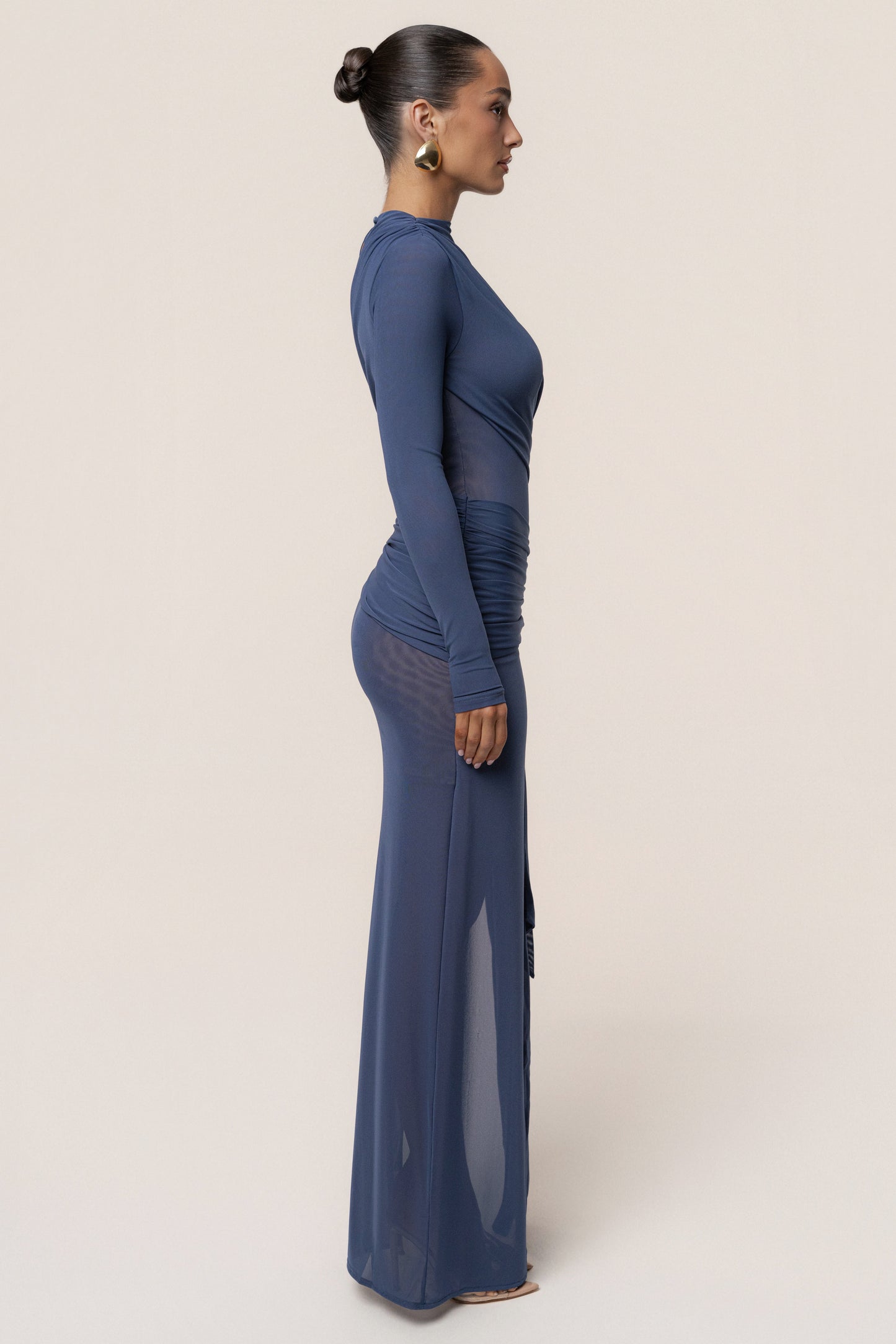 Navy Heatwave Mesh Maxi Dress JLUXLABEL