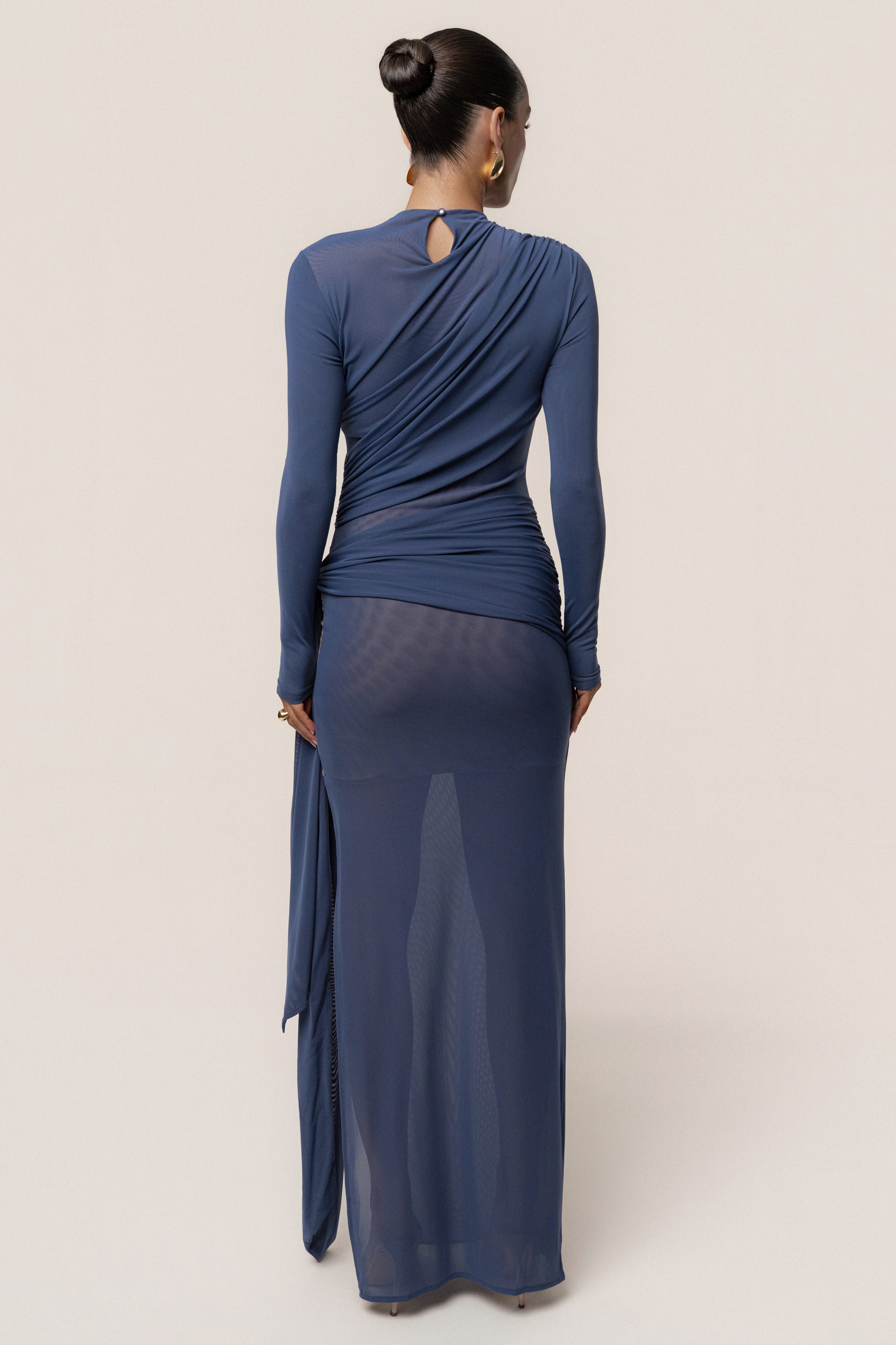 Navy Heatwave Mesh Maxi Dress JLUXLABEL