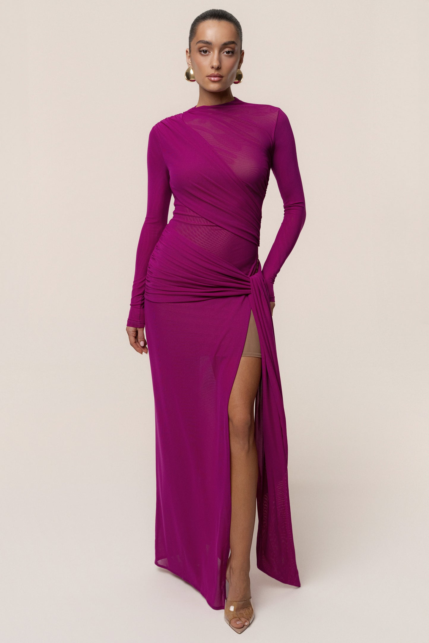 Purple Heatwave Mesh Maxi Dress JLUXLABEL
