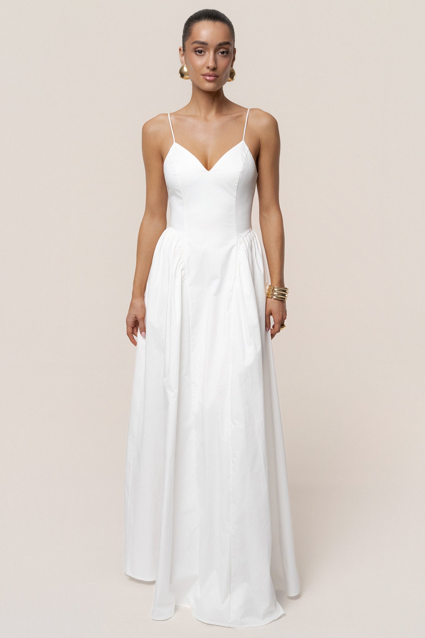 White Sculpted Grace Maxi Dress NEWFASHIONEDGE