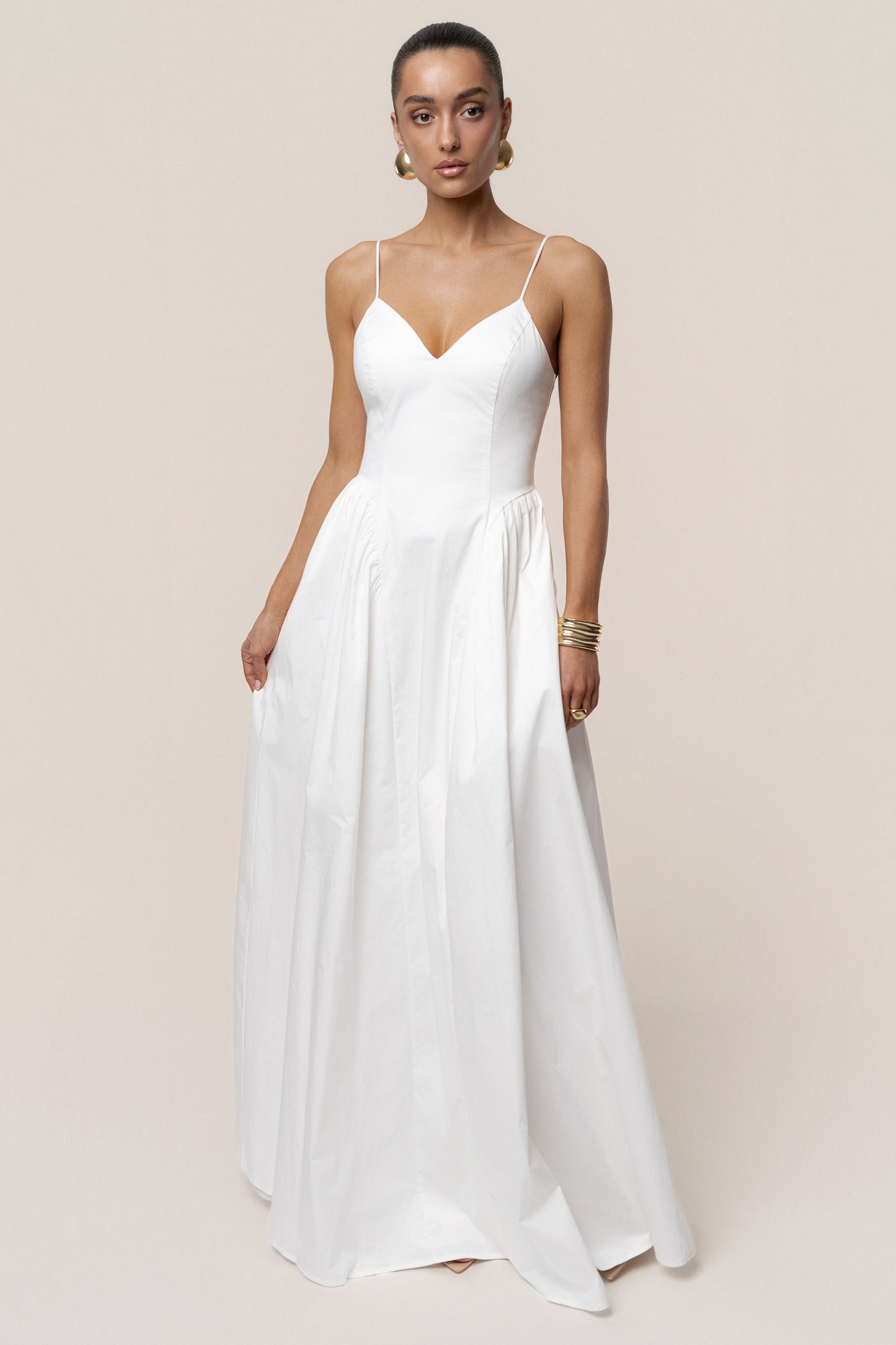 White Sculpted Grace Maxi Dress NEWFASHIONEDGE
