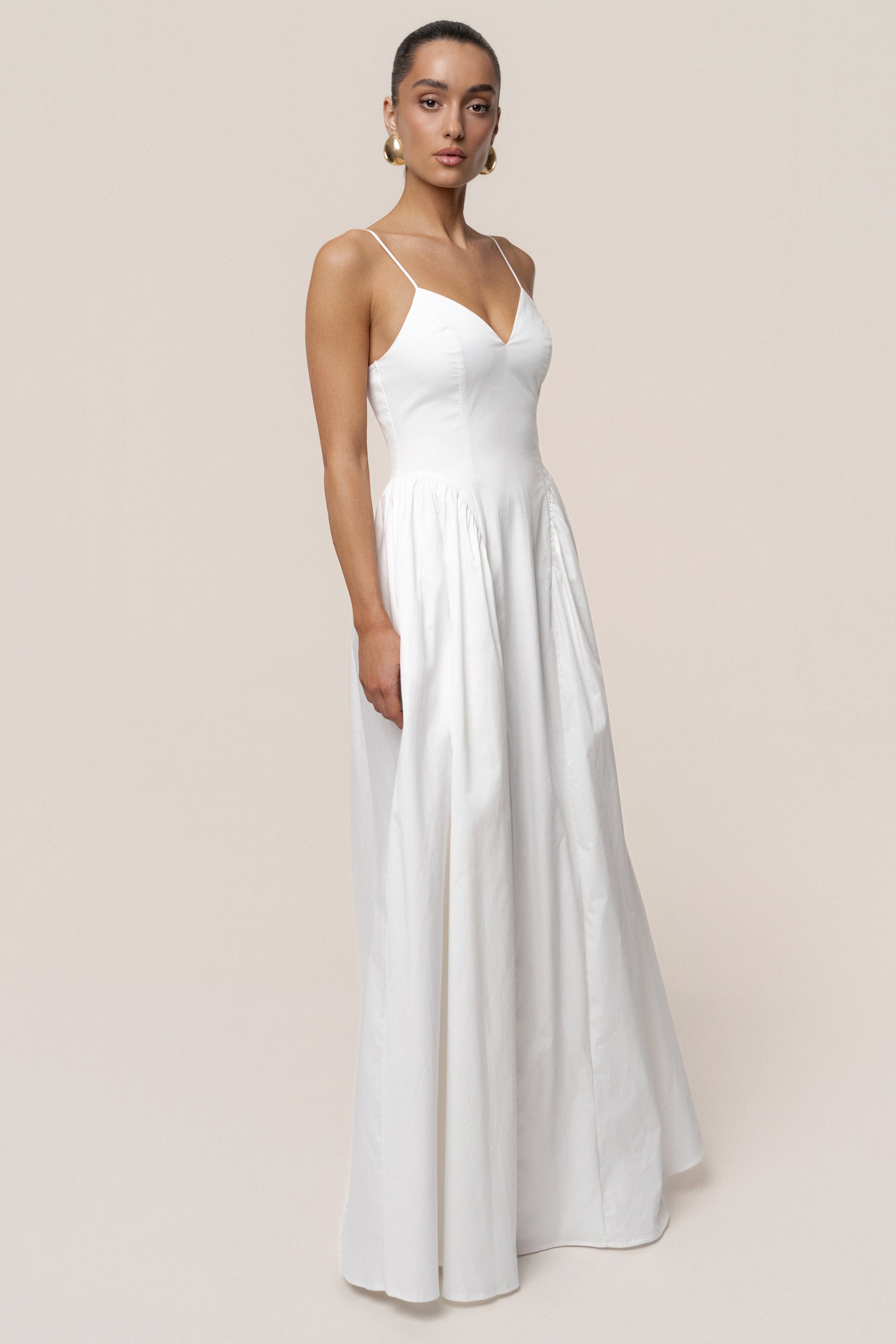 White Sculpted Grace Maxi Dress NEWFASHIONEDGE