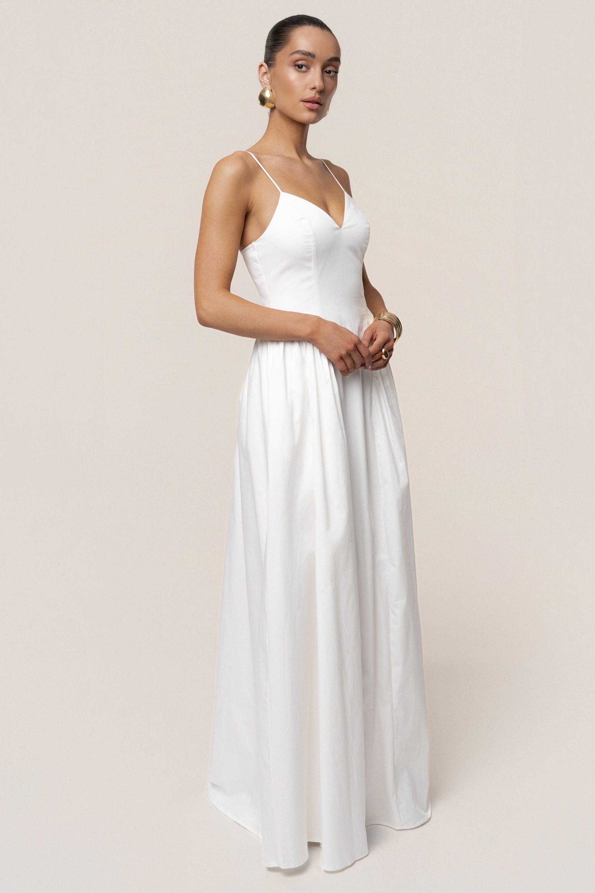 White Sculpted Grace Maxi Dress NEWFASHIONEDGE