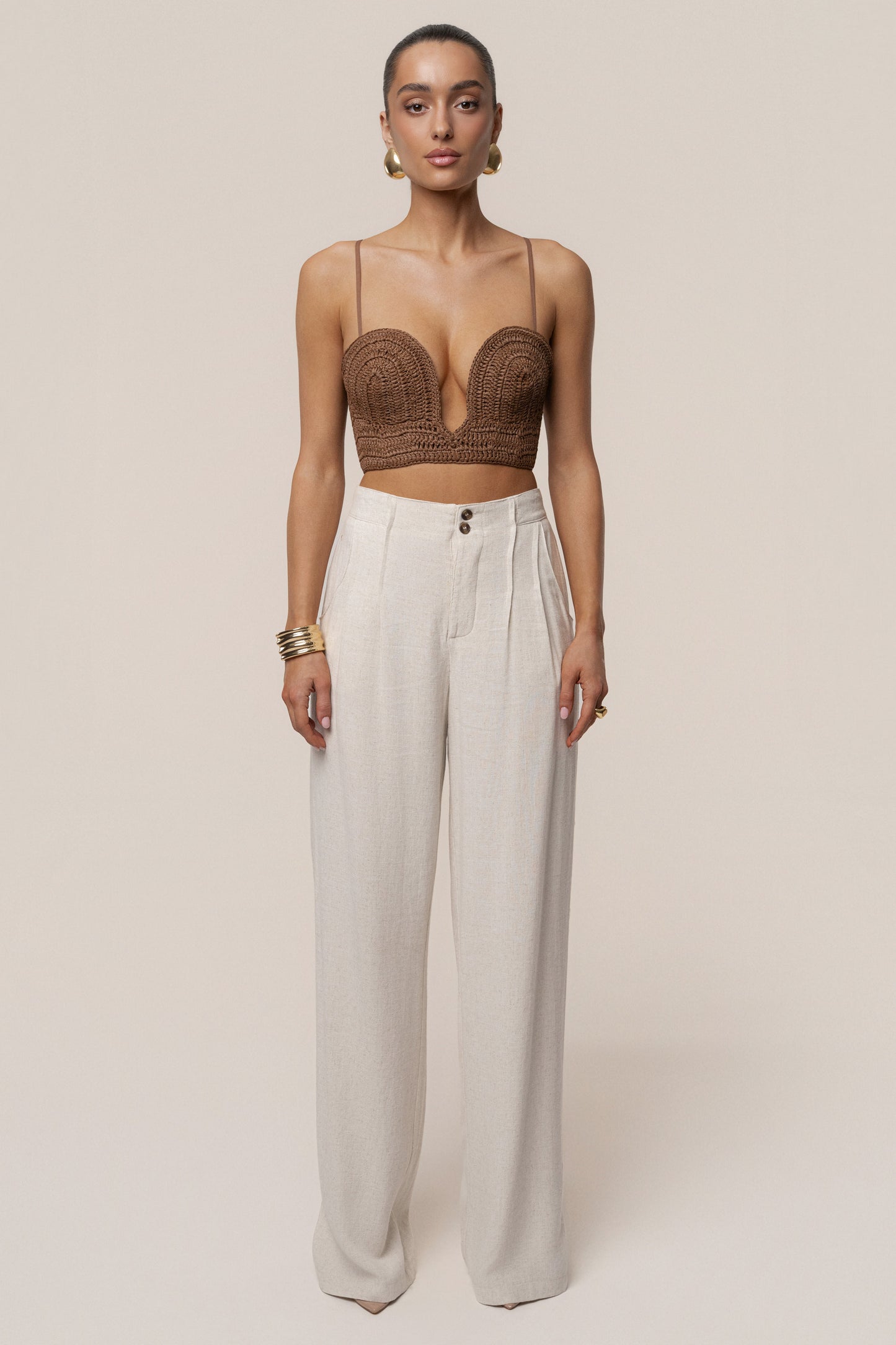 PRE-ORDER Brown Sail Away Texture Bustier NEWFASHIONEDGE