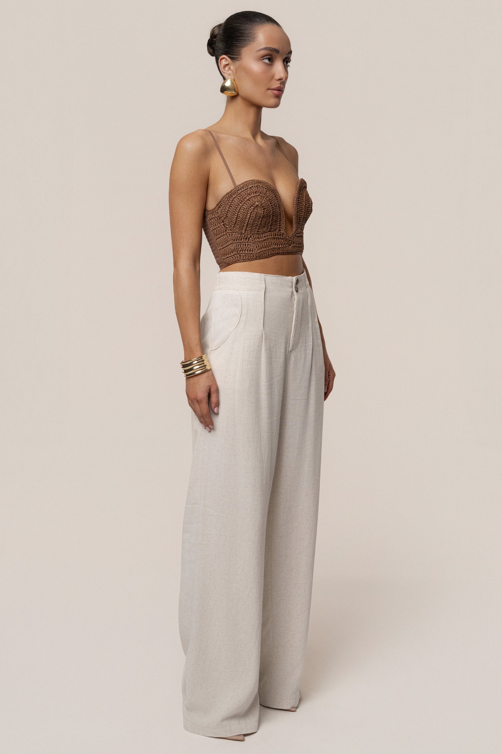 PRE-ORDER Brown Sail Away Texture Bustier NEWFASHIONEDGE