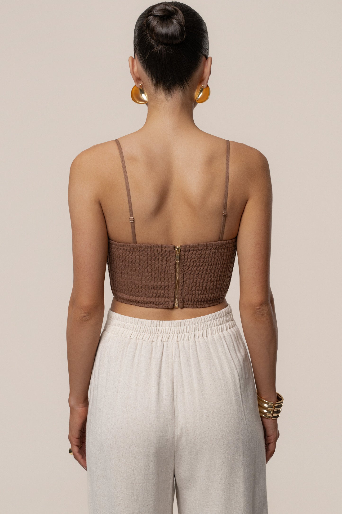 PRE-ORDER Brown Sail Away Texture Bustier NEWFASHIONEDGE