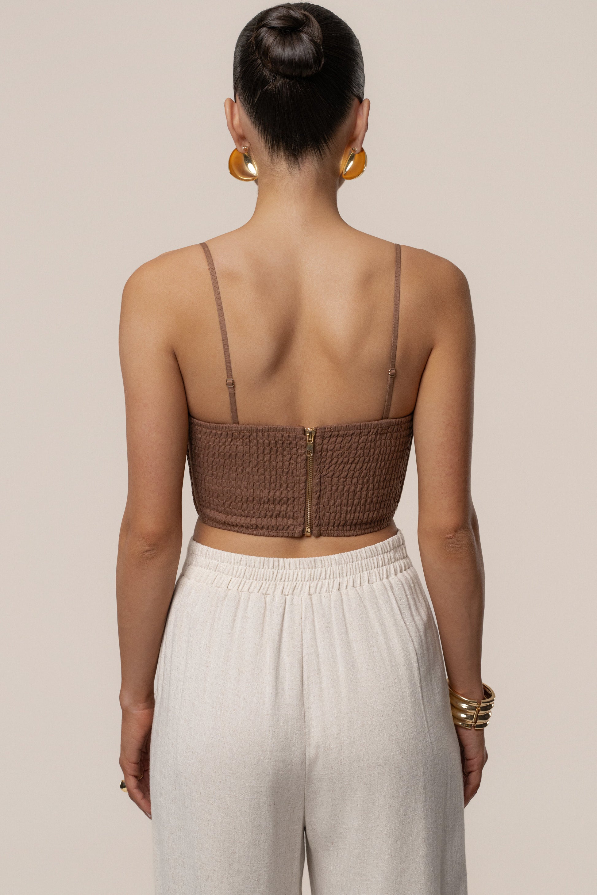 PRE-ORDER Brown Sail Away Texture Bustier NEWFASHIONEDGE