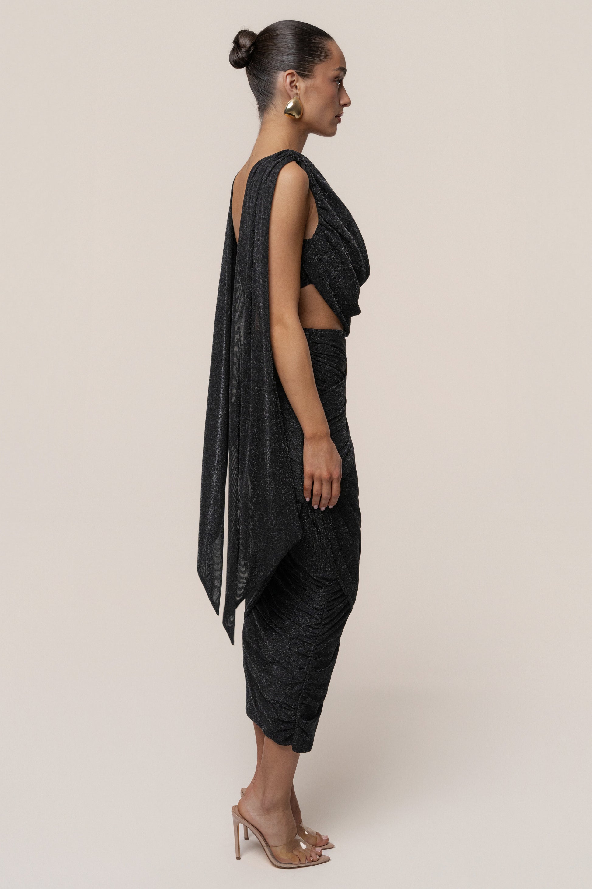 Black Divine Drape Skirt Set JLUXLABEL