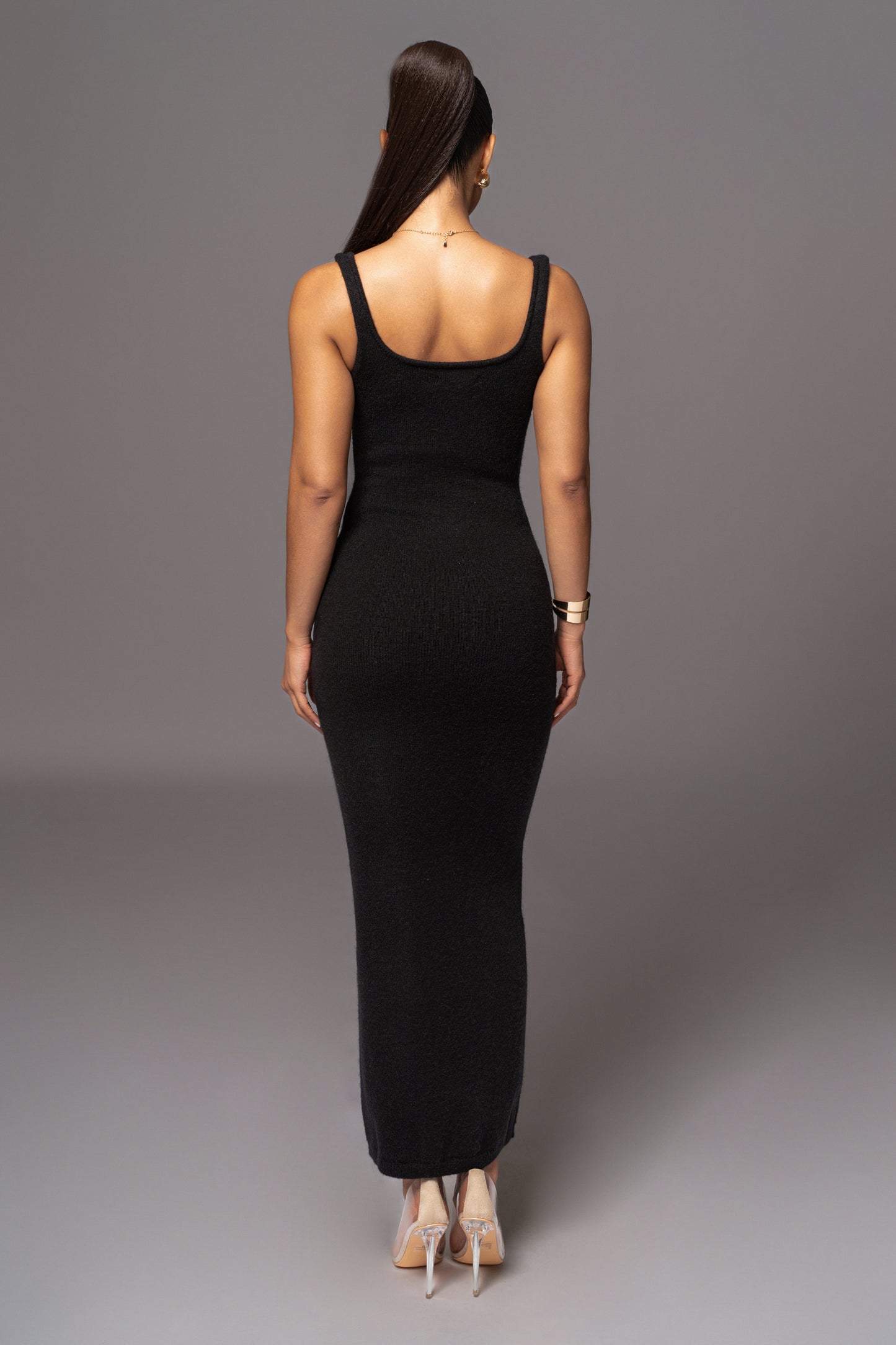 Black Karolina Knit Maxi Dress JLUXLABEL