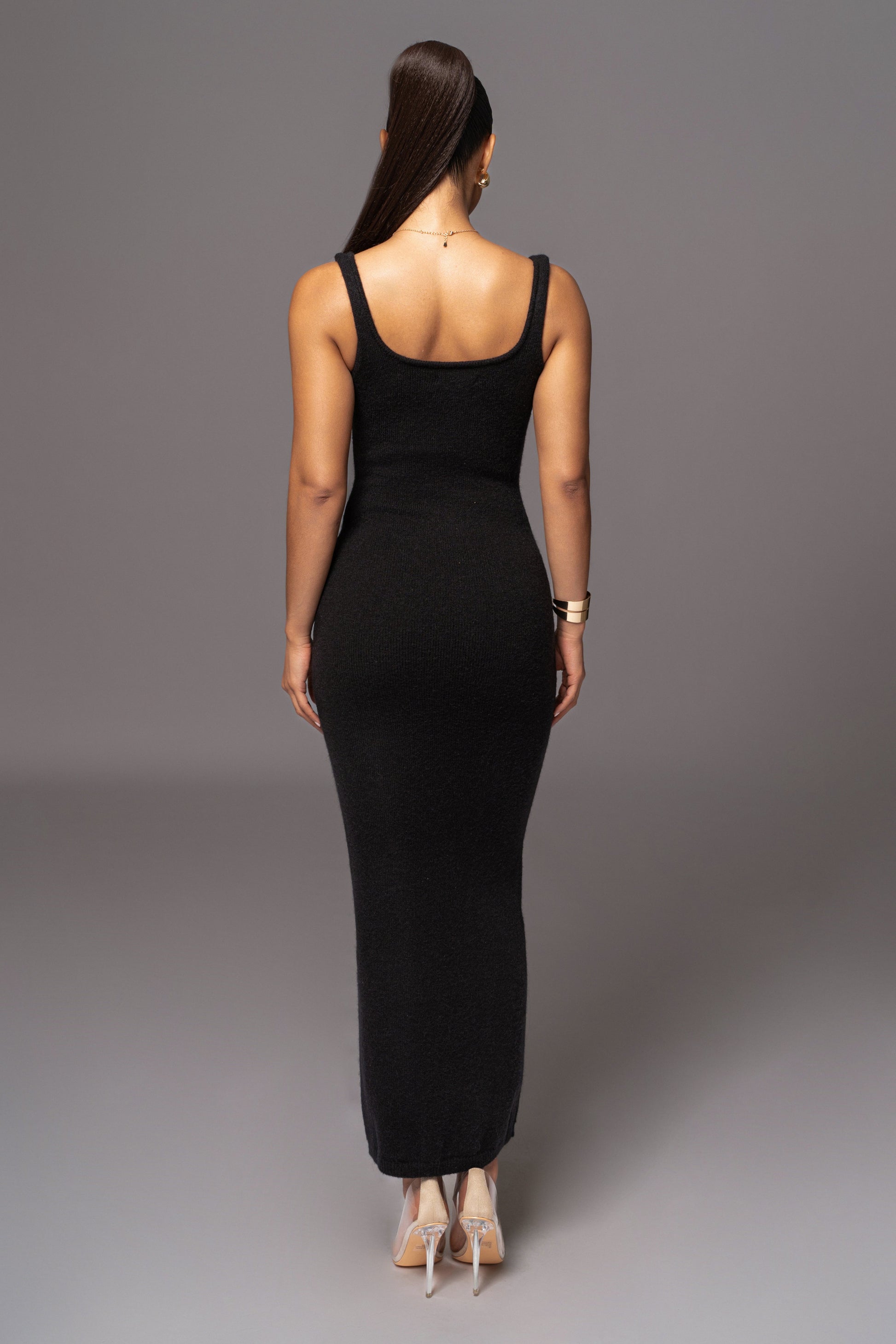 Black Karolina Knit Maxi Dress JLUXLABEL