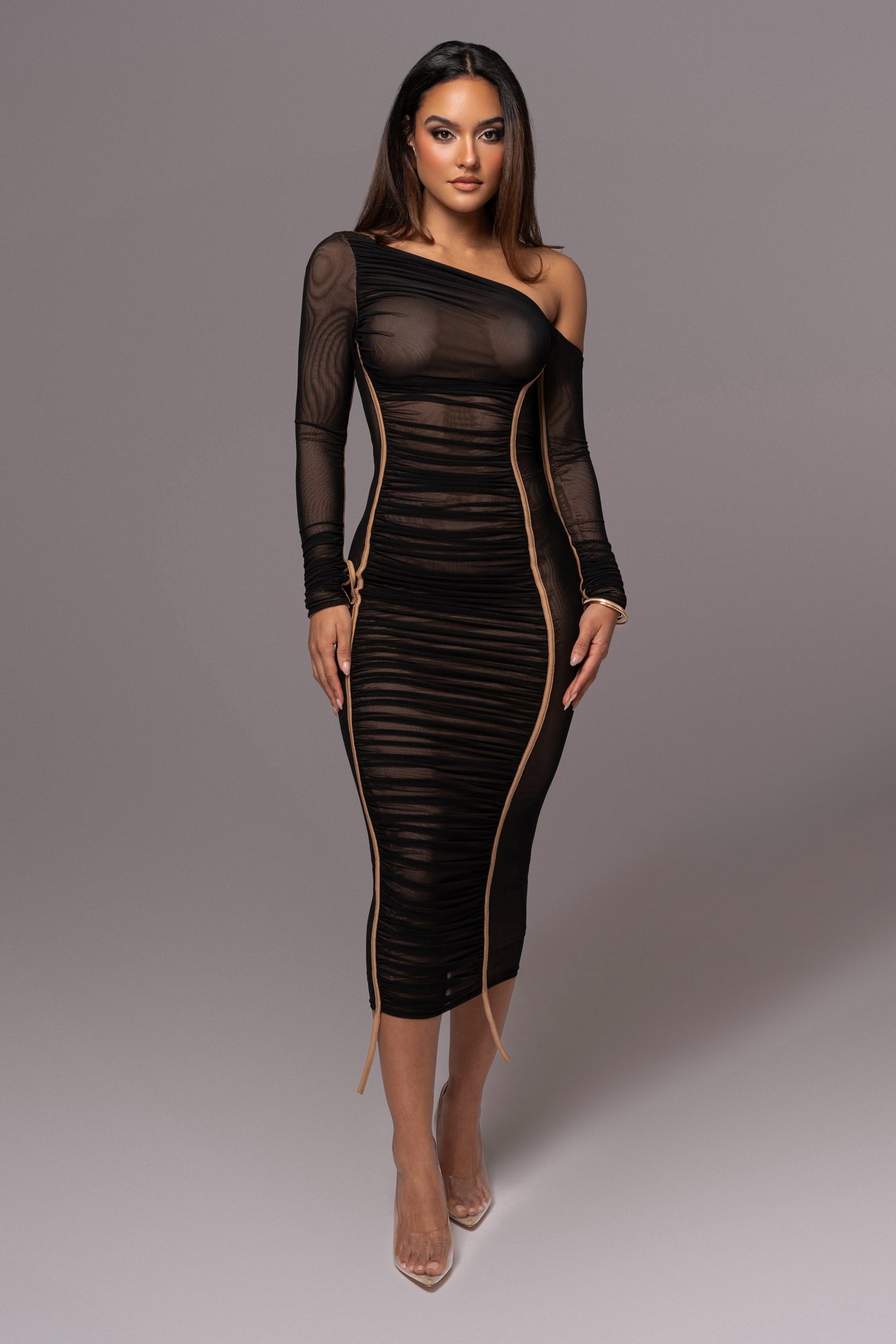 Black Monika Midi Dress JLUXLABEL