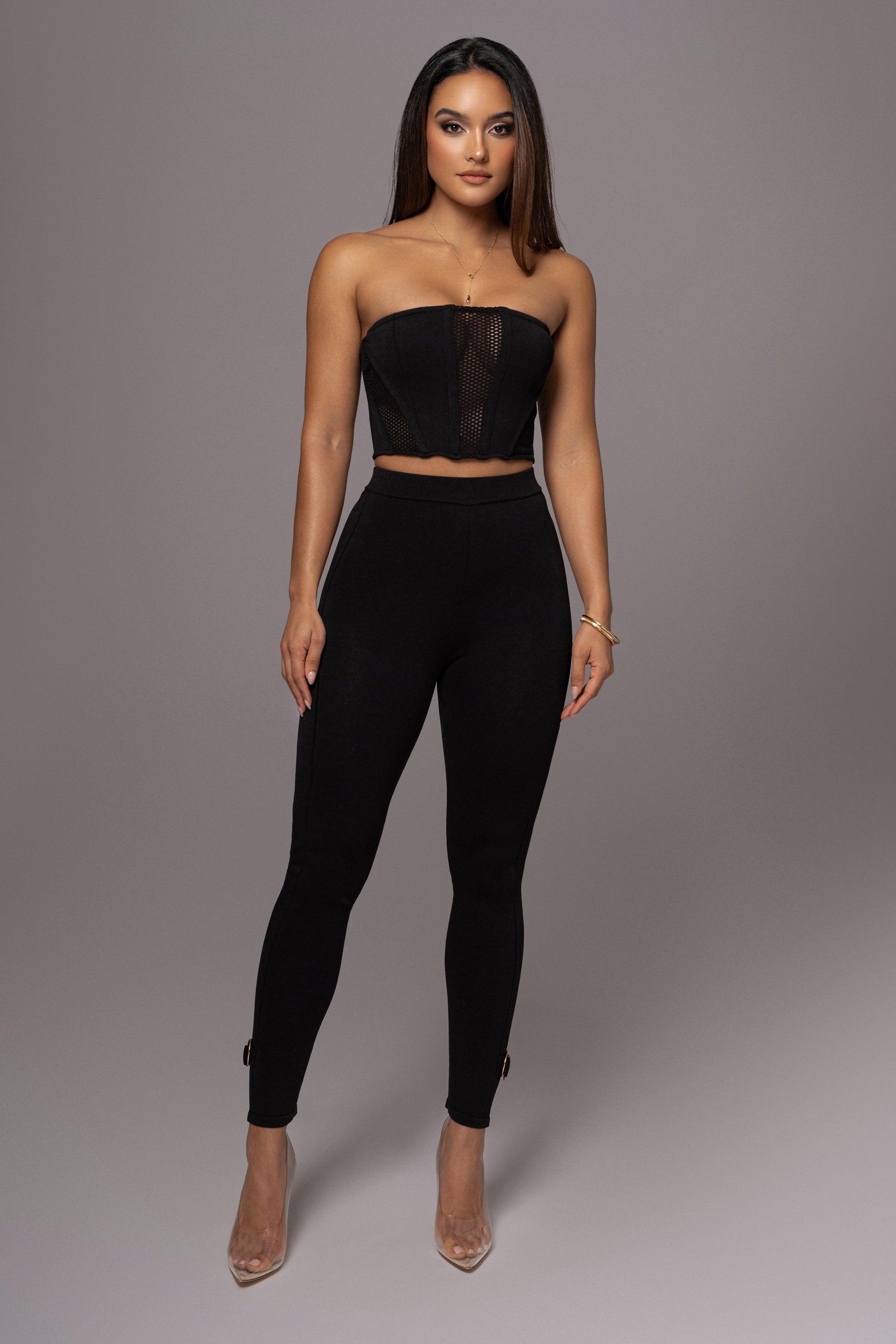 Black Freda Knit Bustier JLUXLABEL