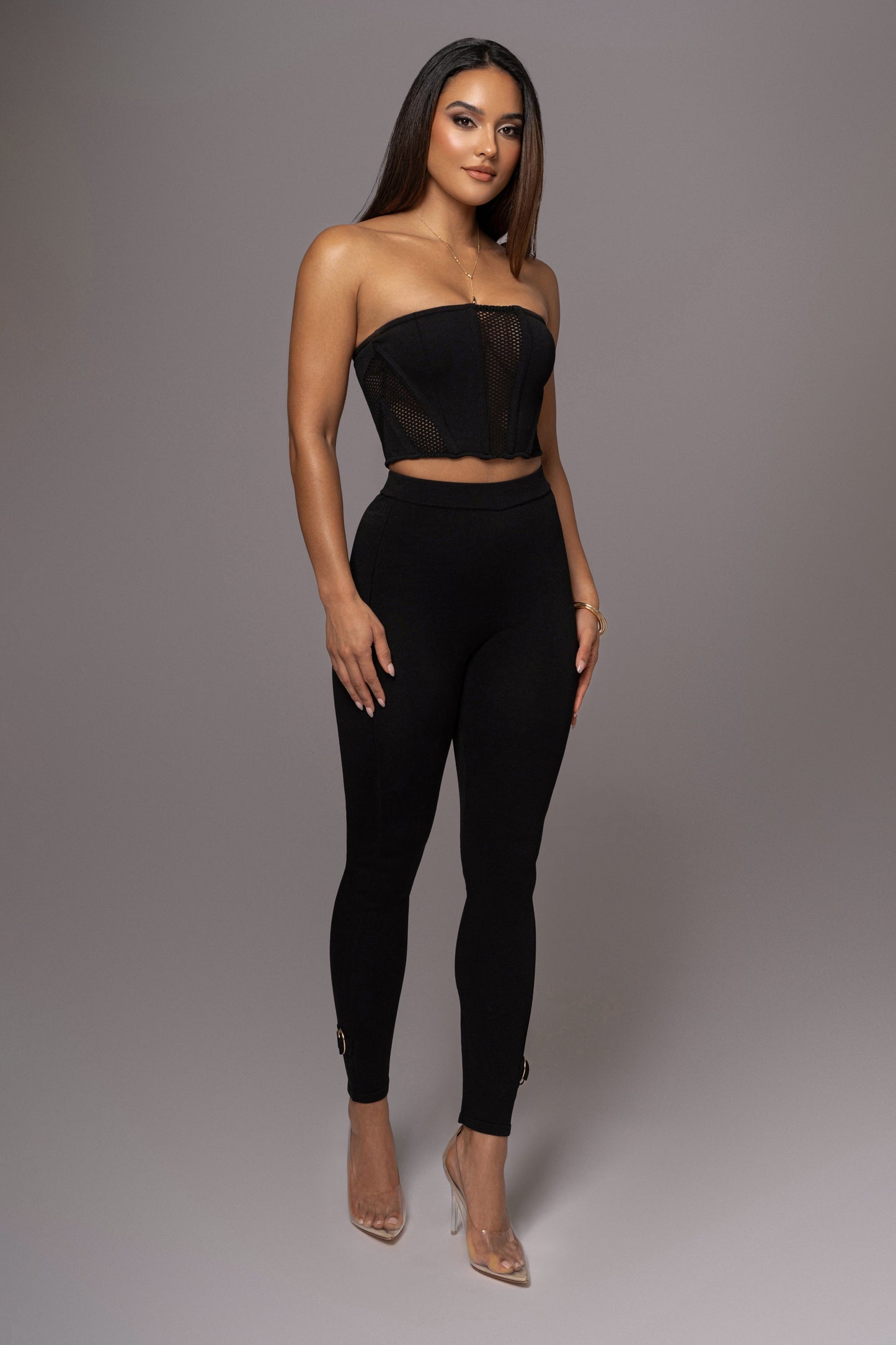 Black Freda Knit Bustier JLUXLABEL