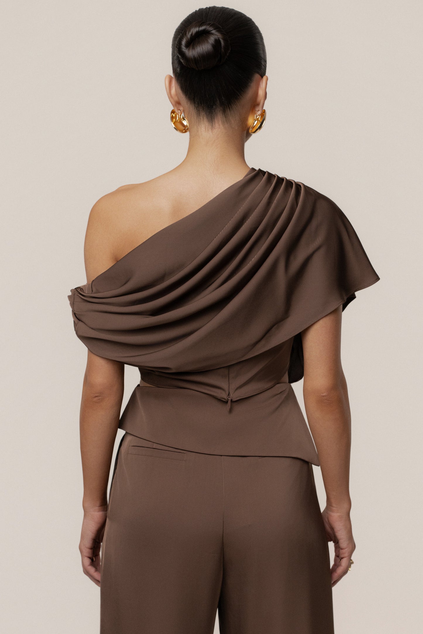 Chocolate Gleam and Glow Satin Top JLUXLABEL