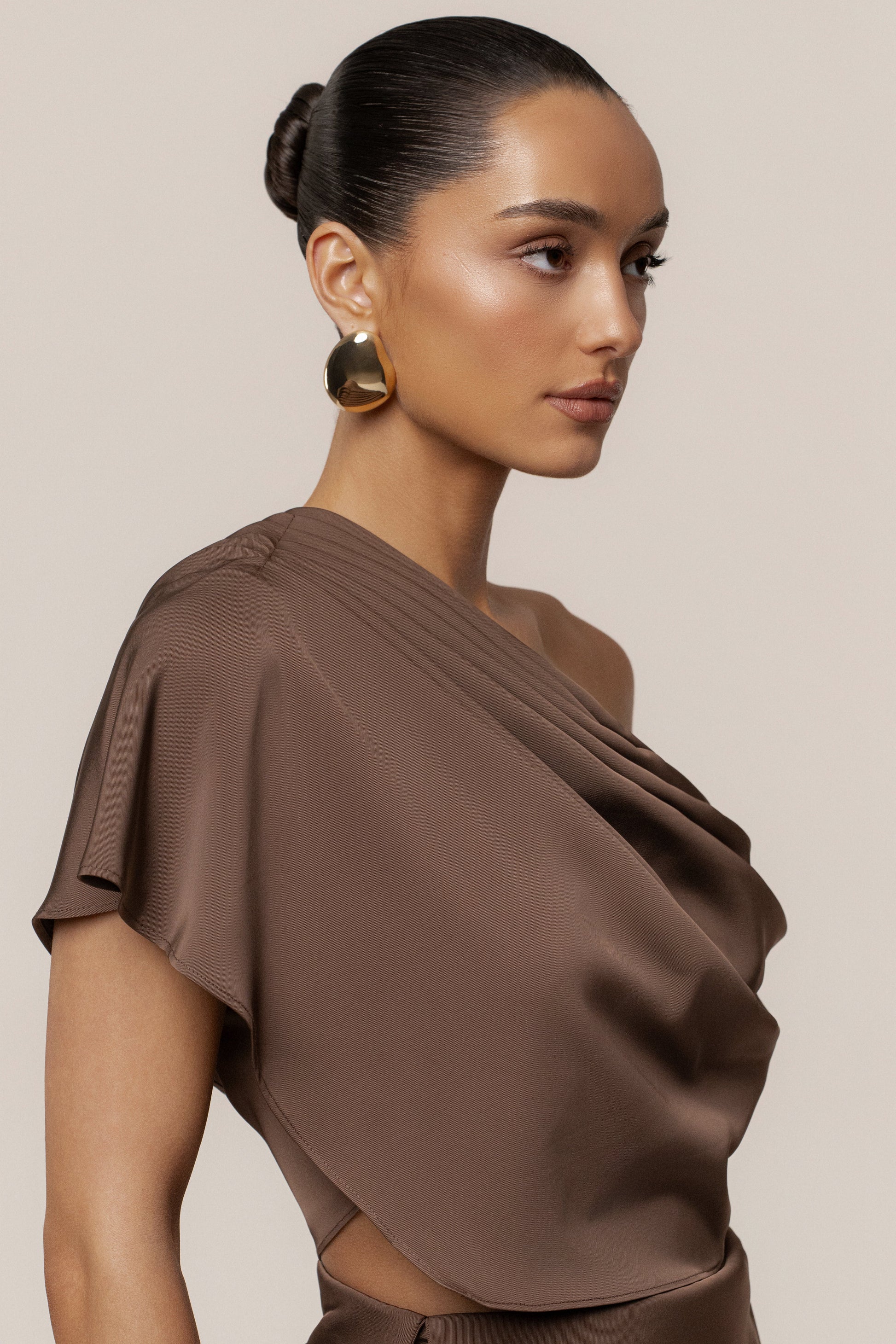 Chocolate Gleam and Glow Satin Top JLUXLABEL