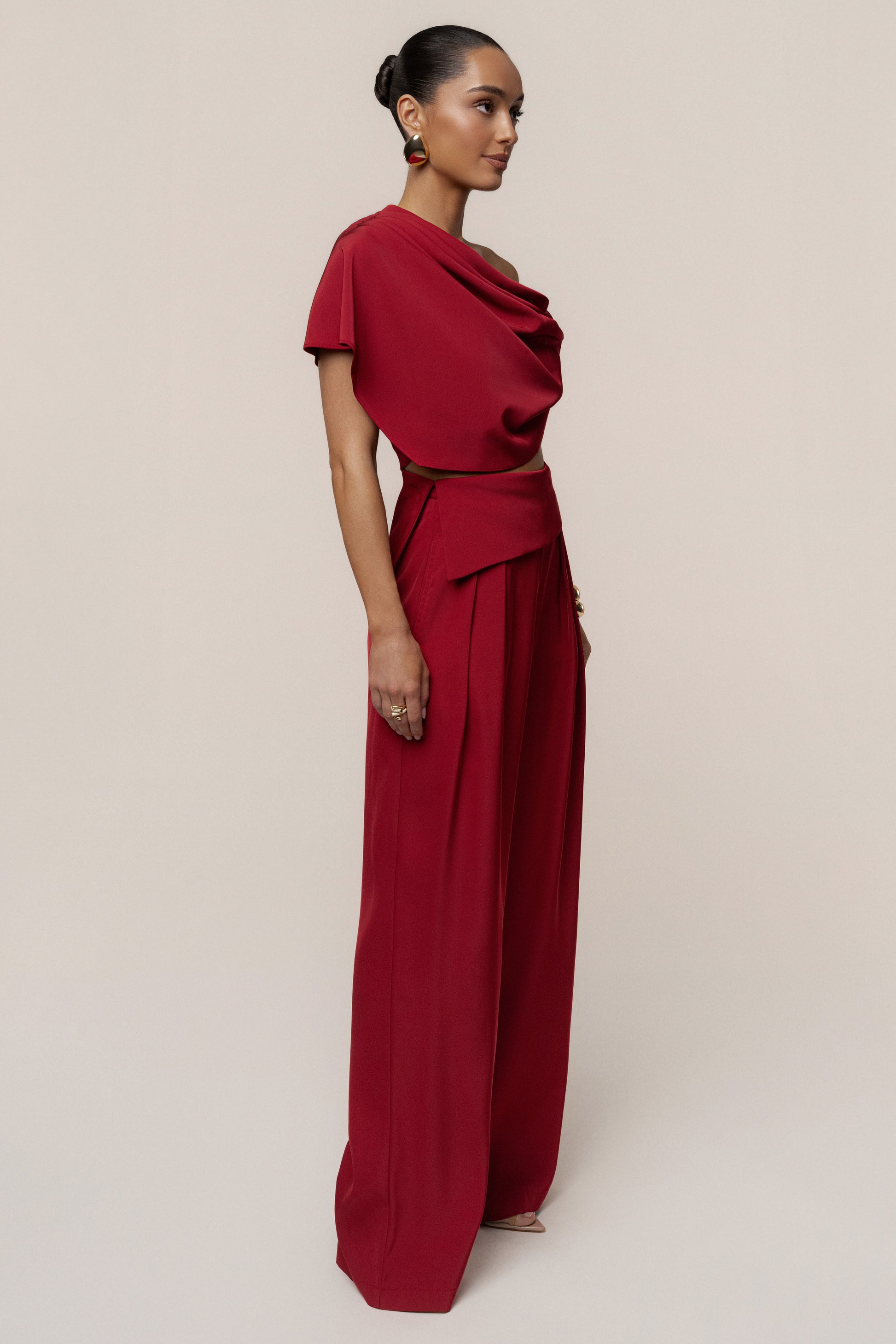 Red Gleam and Glow Satin Top JLUXLABEL