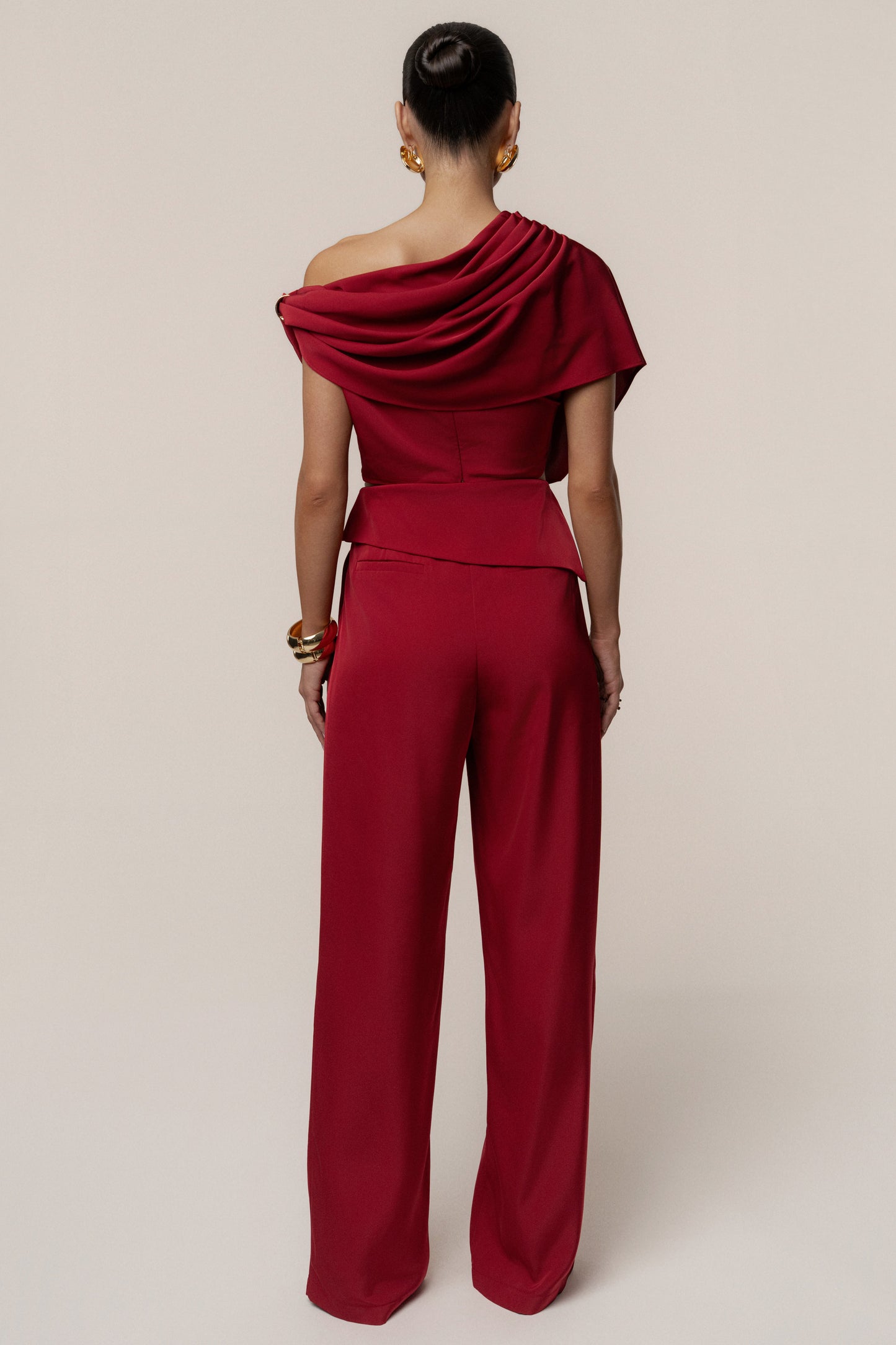 Red Gleam and Glow Satin Top JLUXLABEL