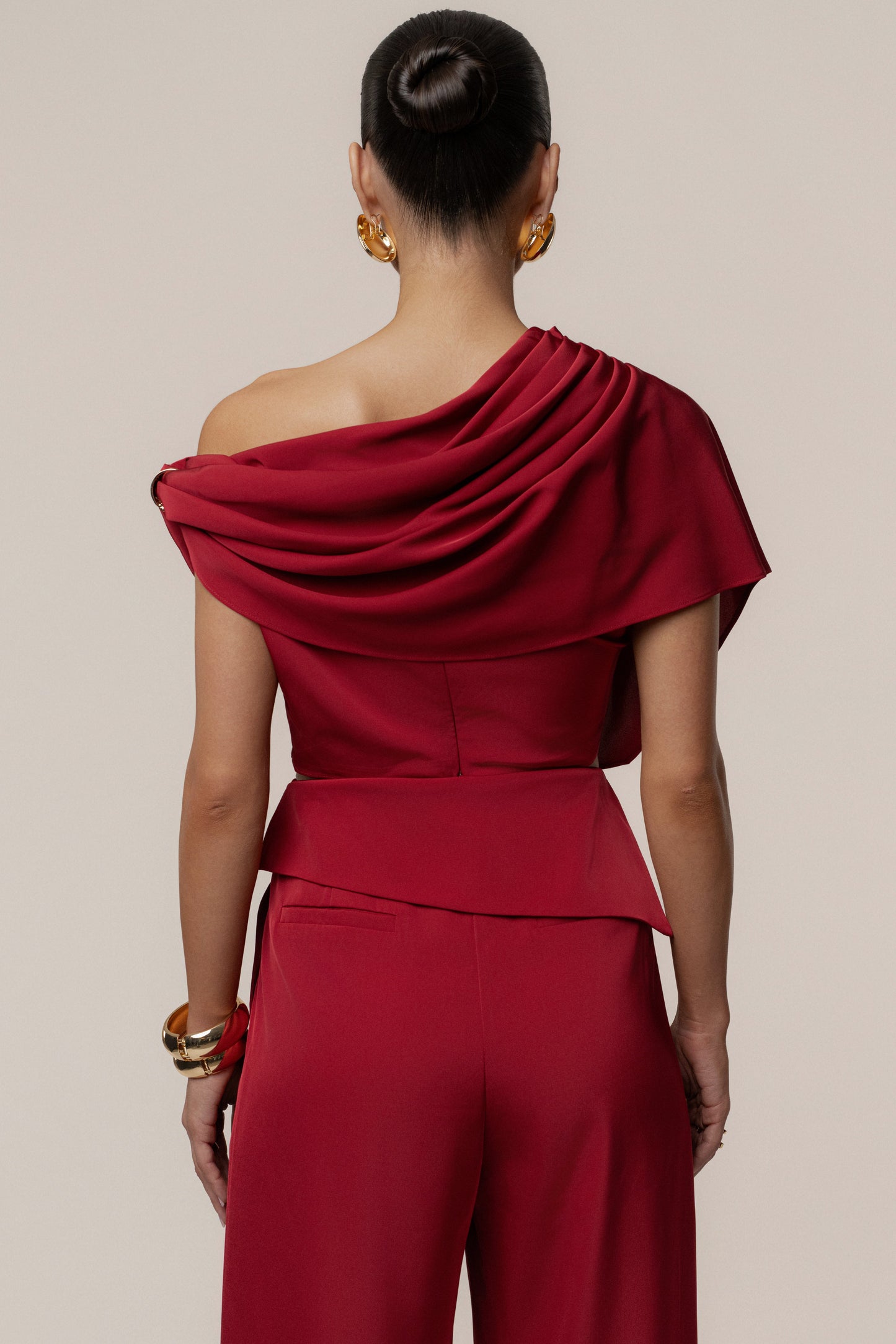 Red Gleam and Glow Satin Top JLUXLABEL