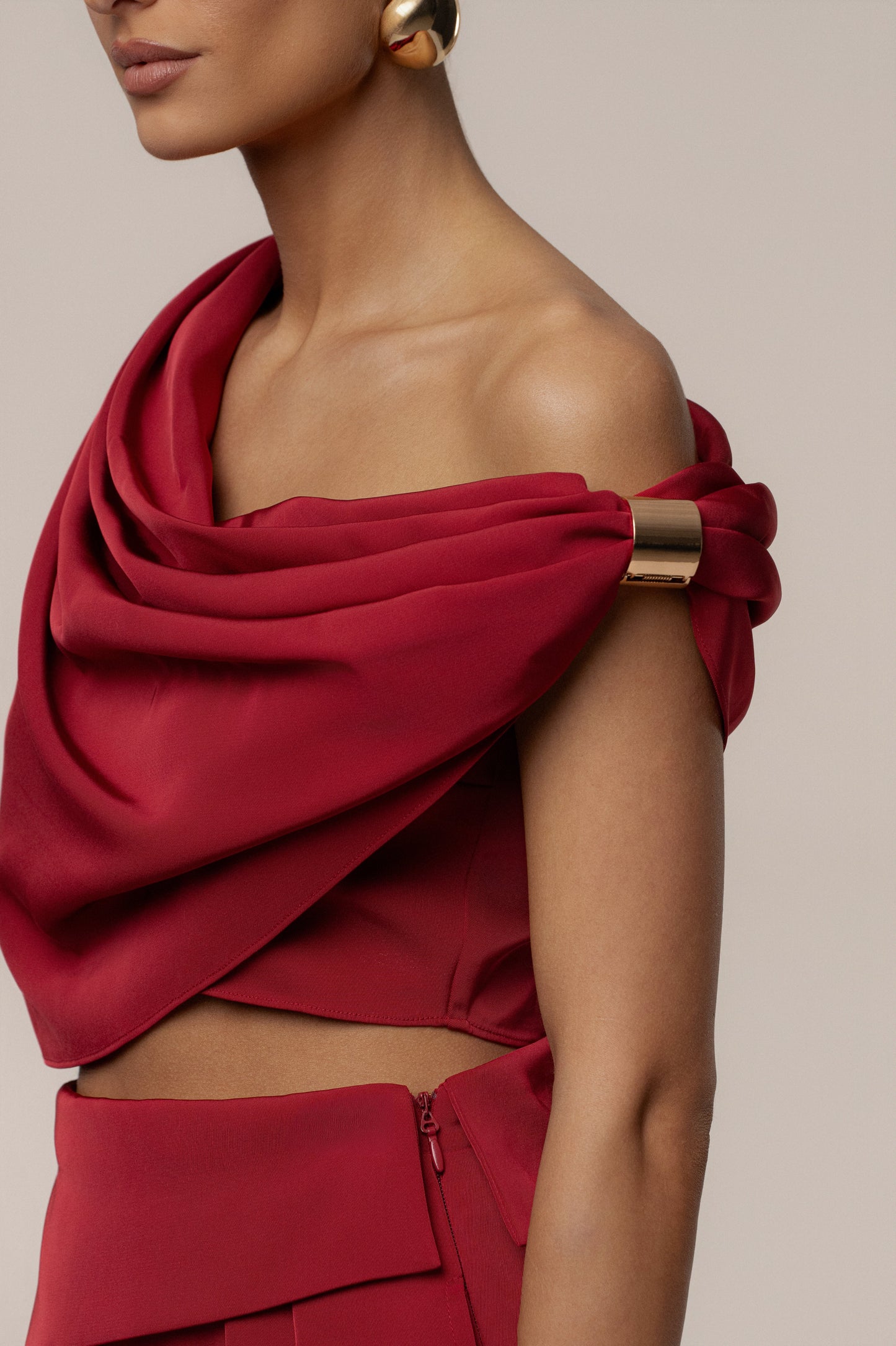 Red Gleam and Glow Satin Top JLUXLABEL