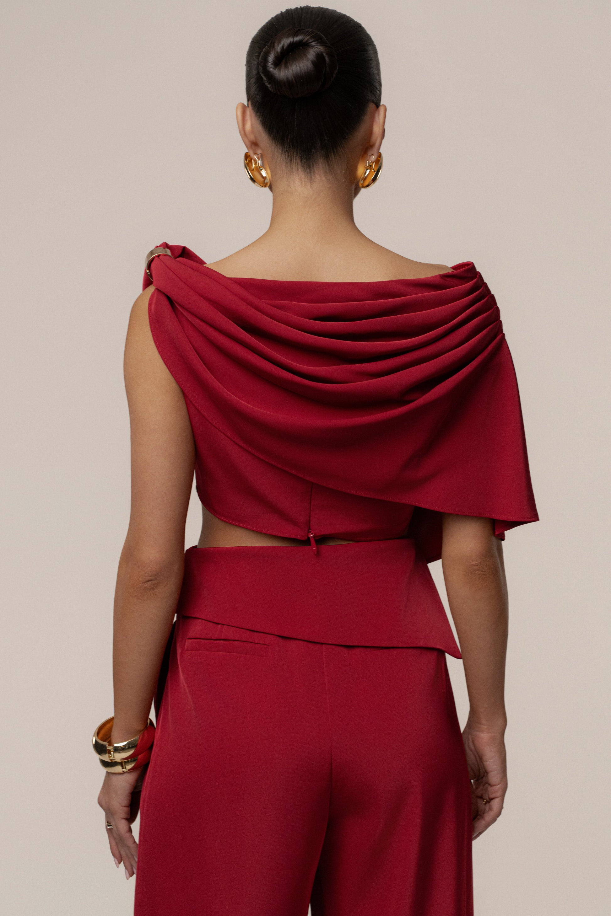 Red Gleam and Glow Satin Top JLUXLABEL