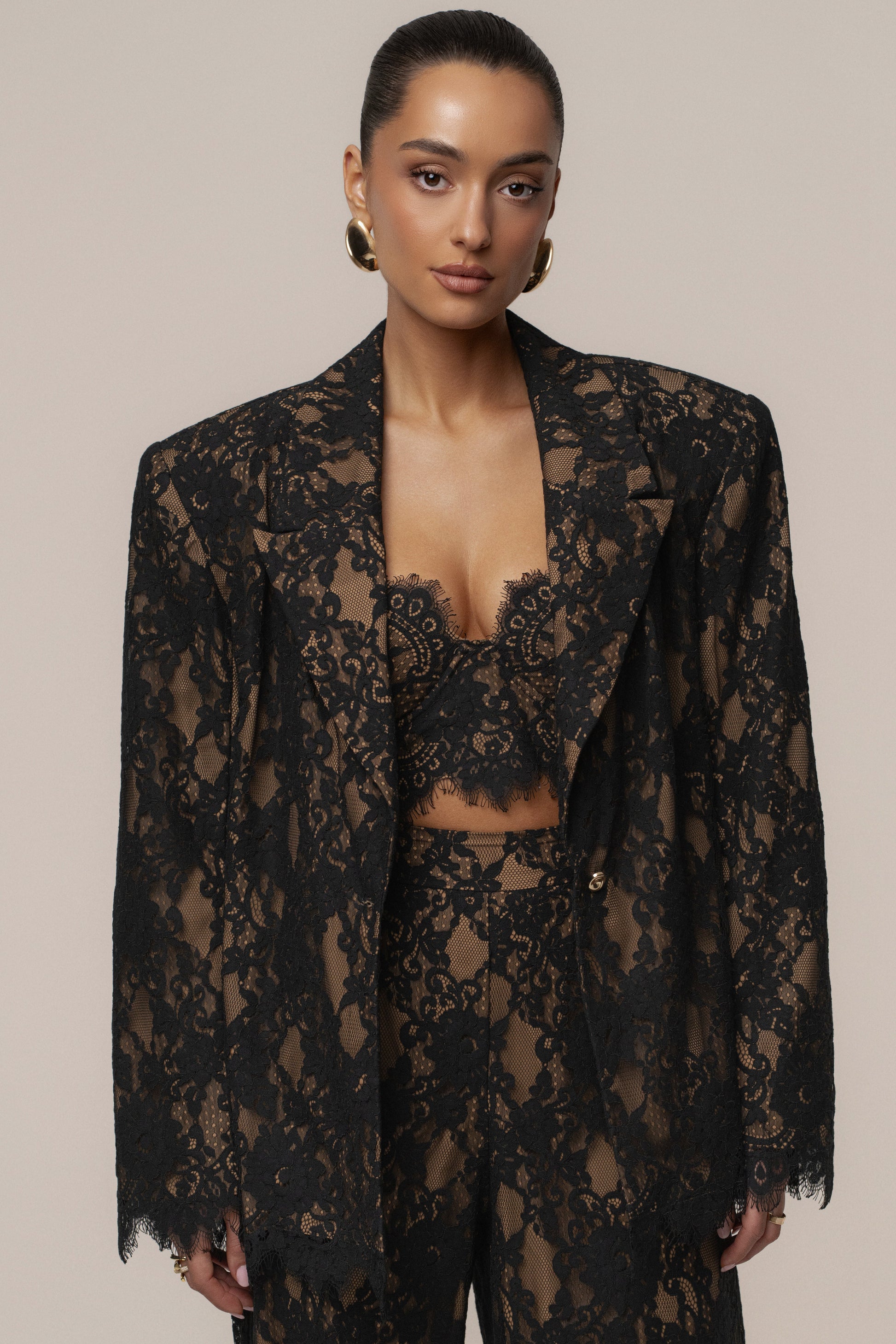Black Lace And Desire Blazer JLUXLABEL