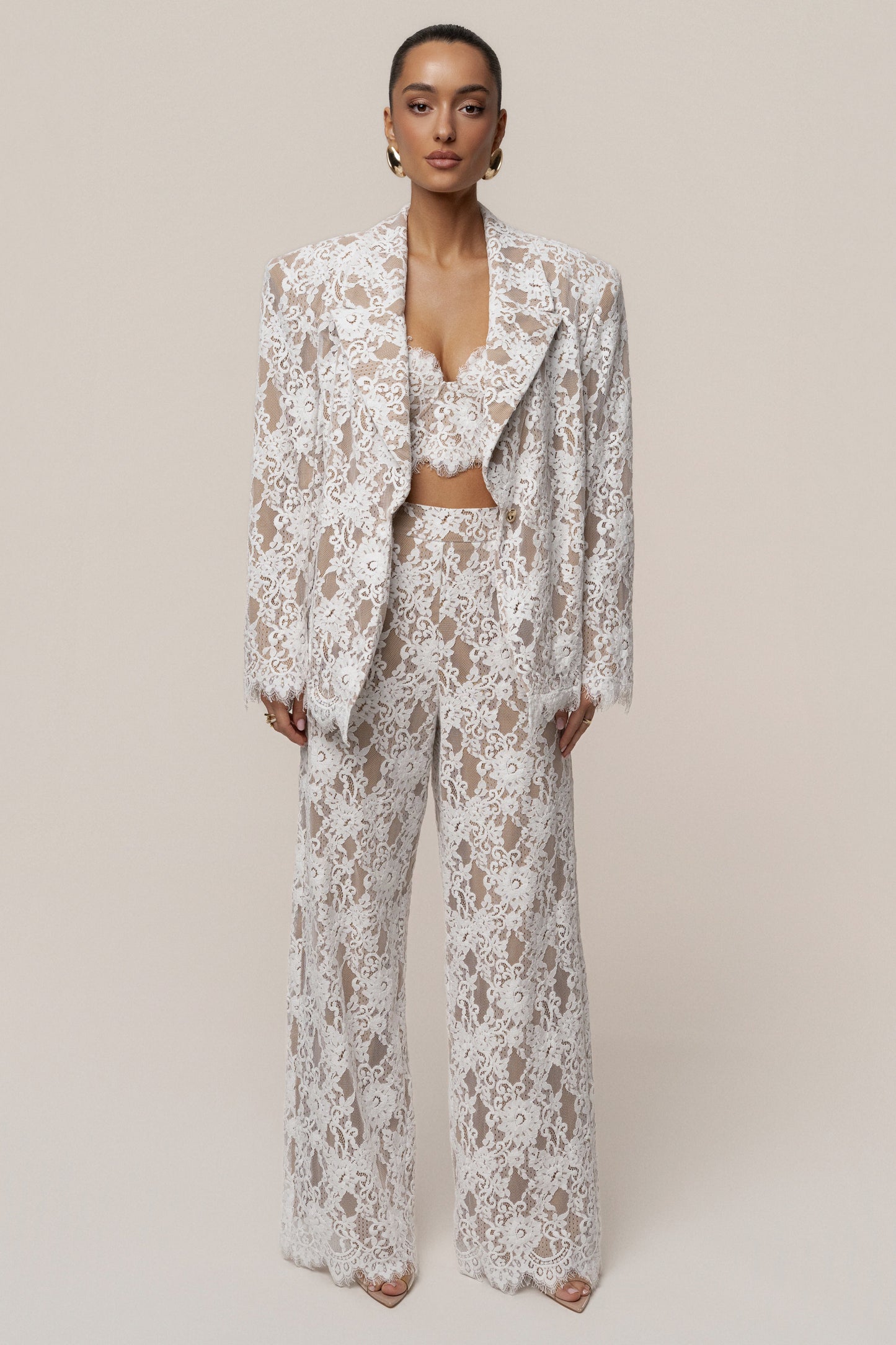 PRE-ORDER White Forever Crush Lace Pant NEWFASHIONEDGE