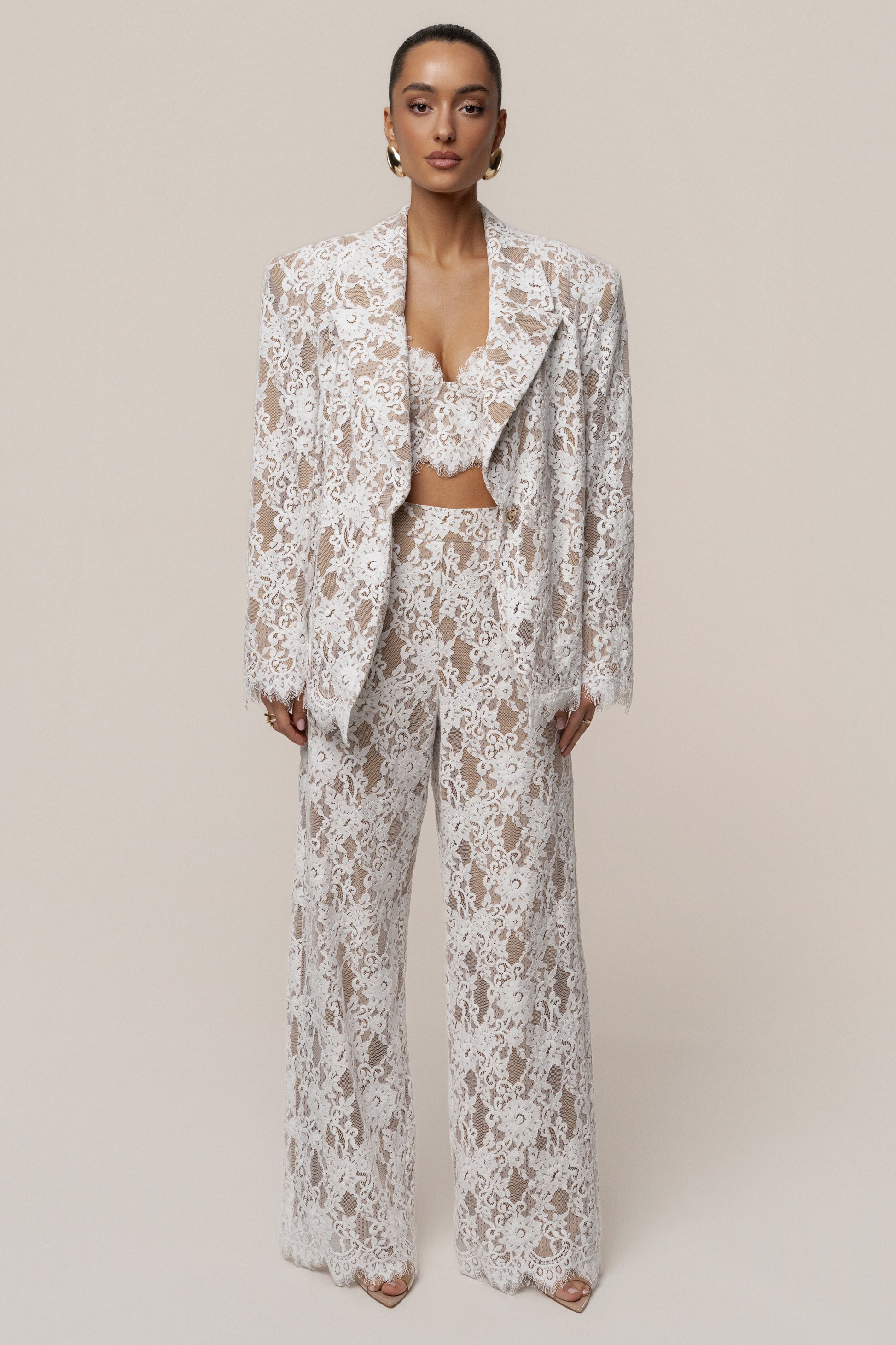 PRE-ORDER White Forever Crush Lace Pant NEWFASHIONEDGE