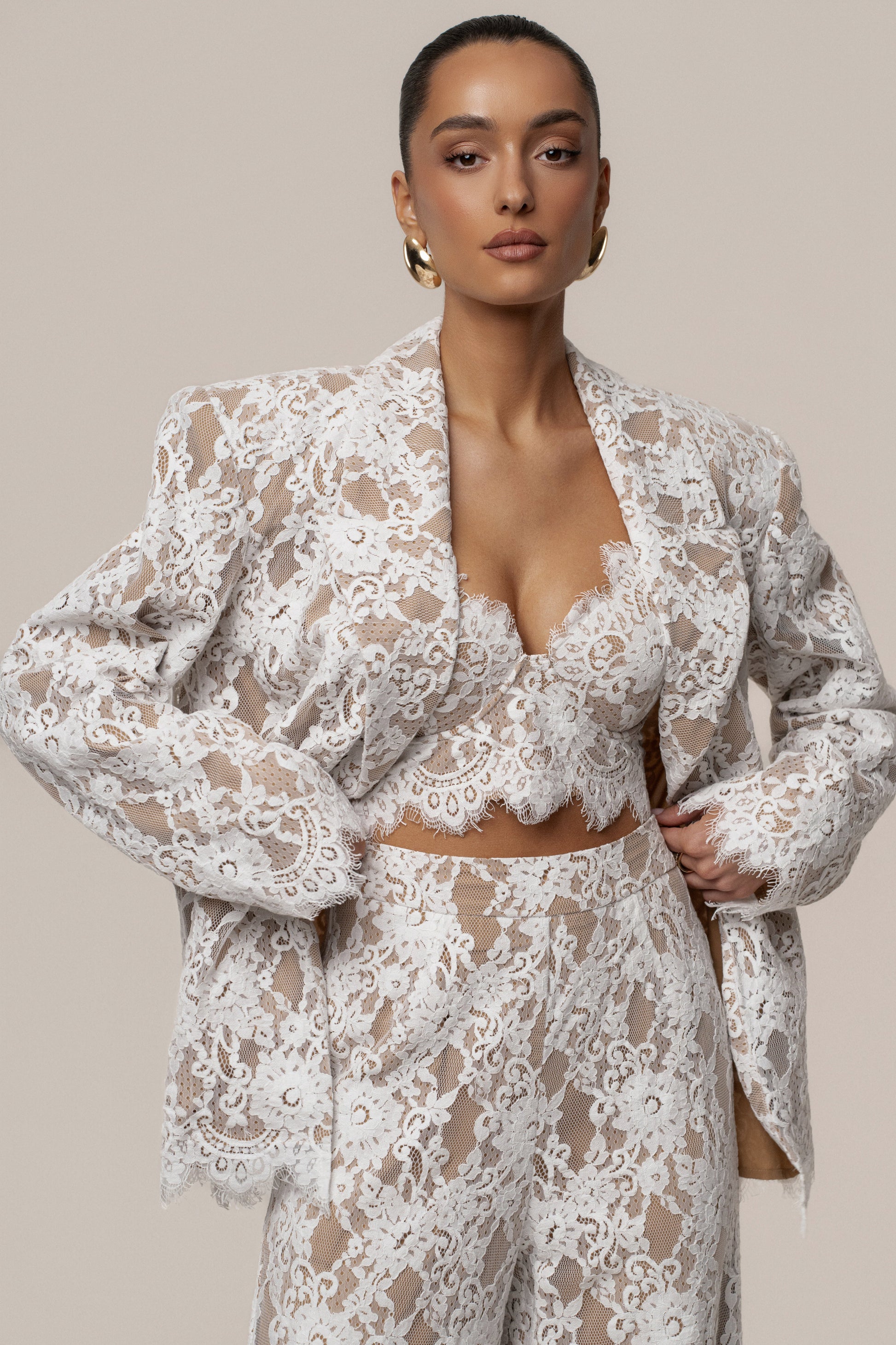 White Lace And Desire Blazer JLUXLABEL