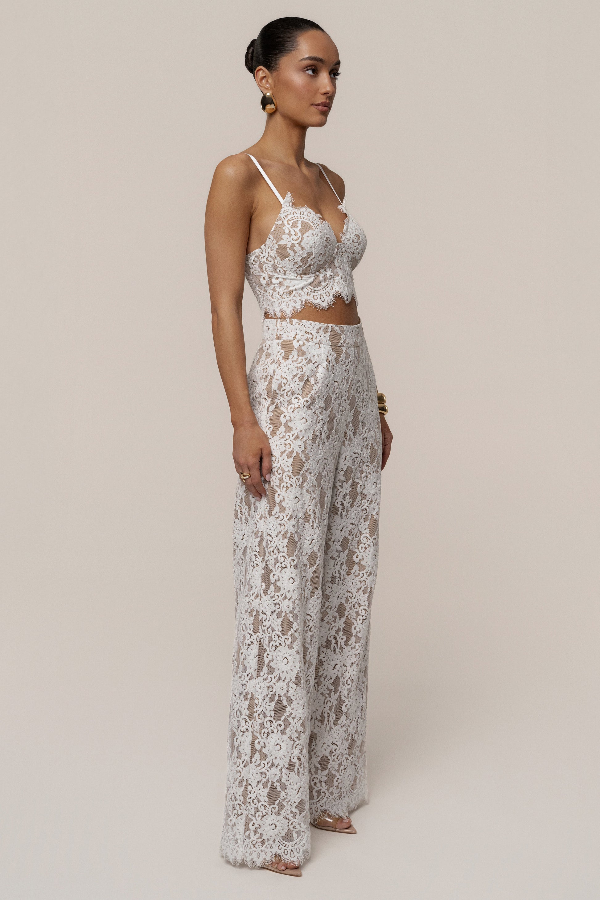 PRE-ORDER White Forever Crush Lace Pant NEWFASHIONEDGE