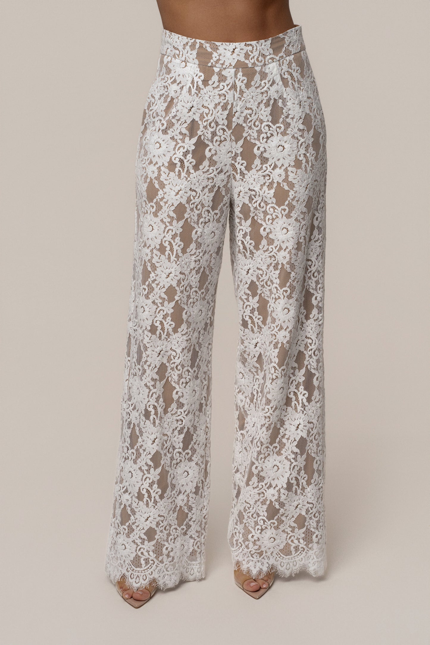 PRE-ORDER White Forever Crush Lace Pant