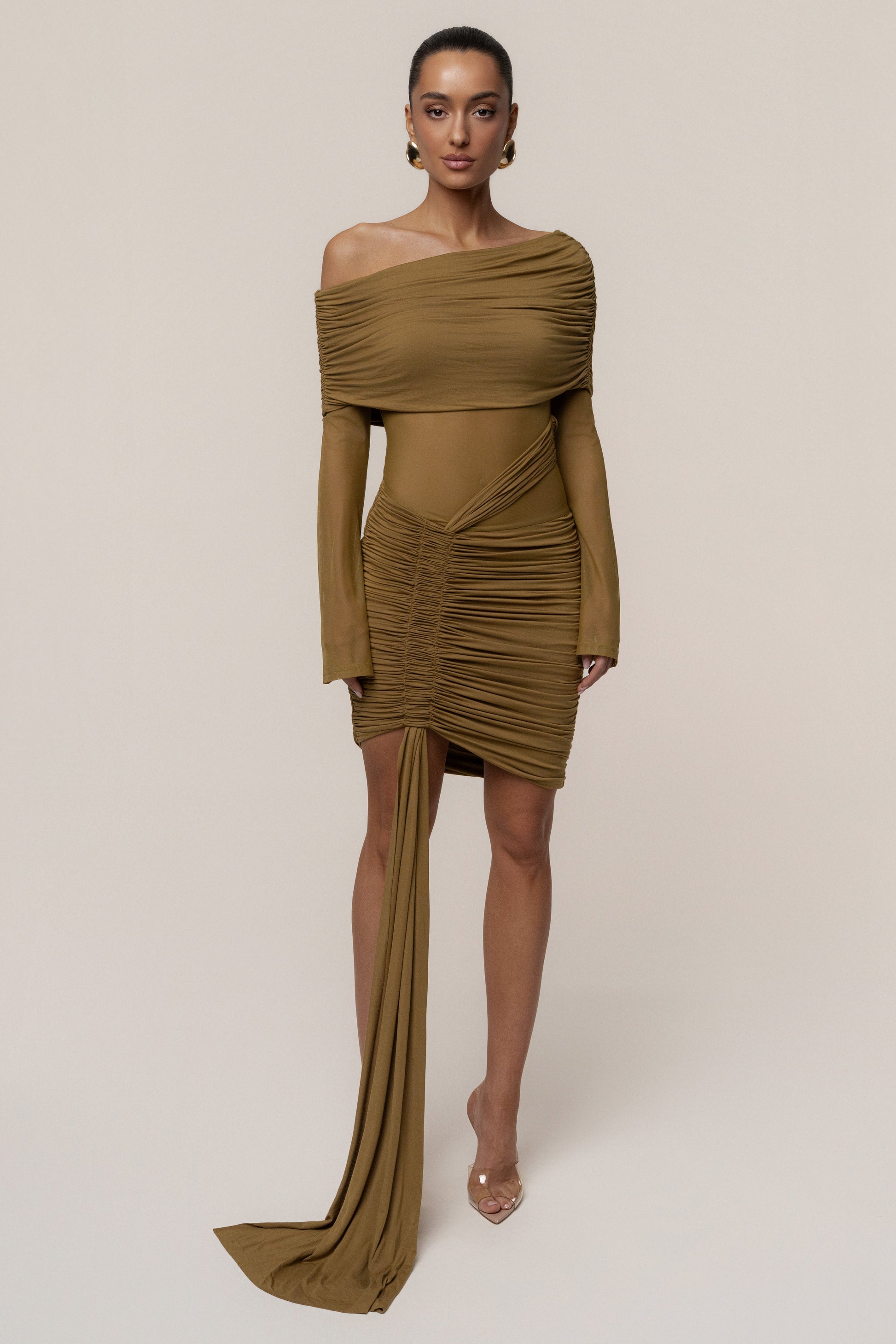 Lime After Hours Drape Dress JLUXLABEL