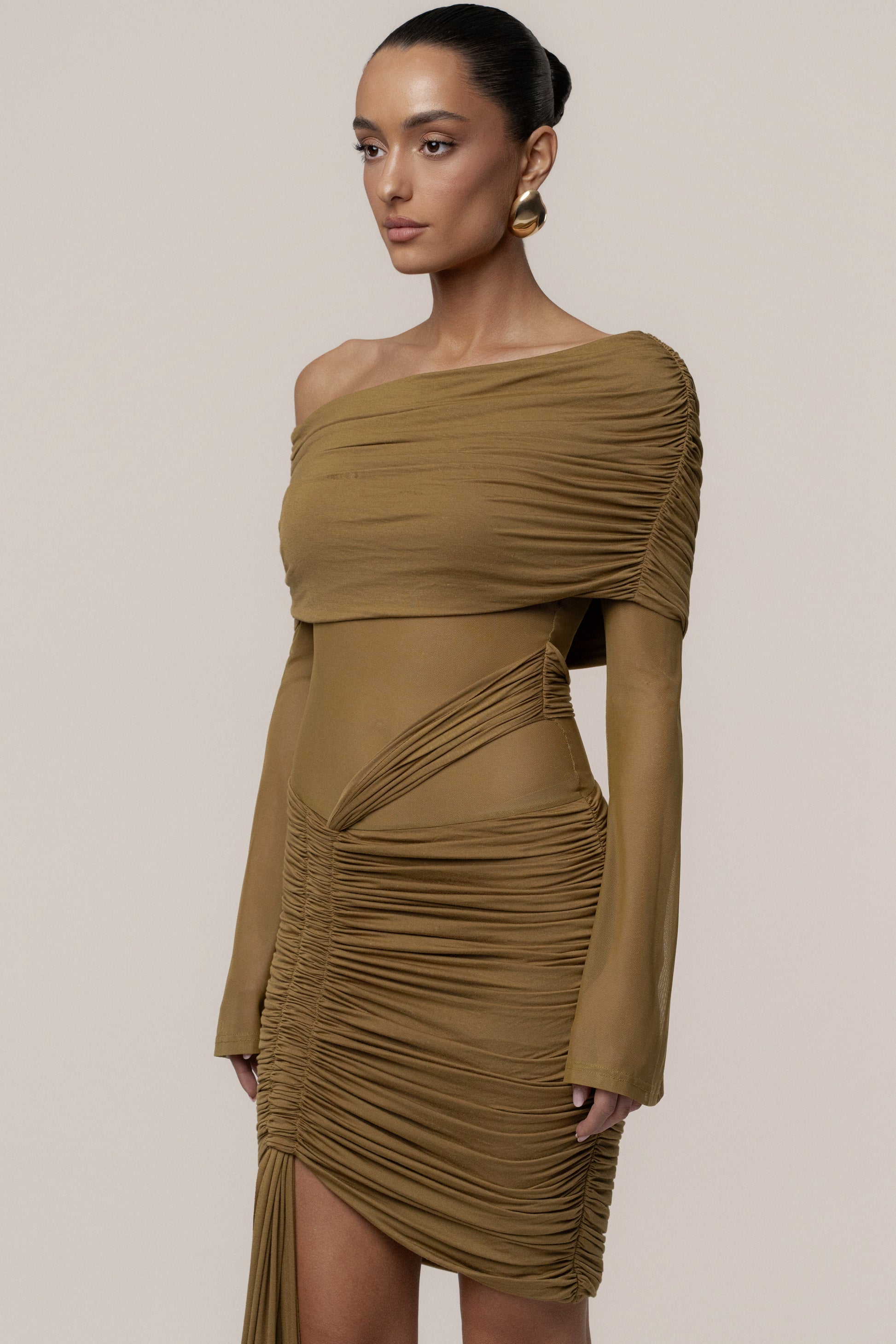 Lime After Hours Drape Dress JLUXLABEL