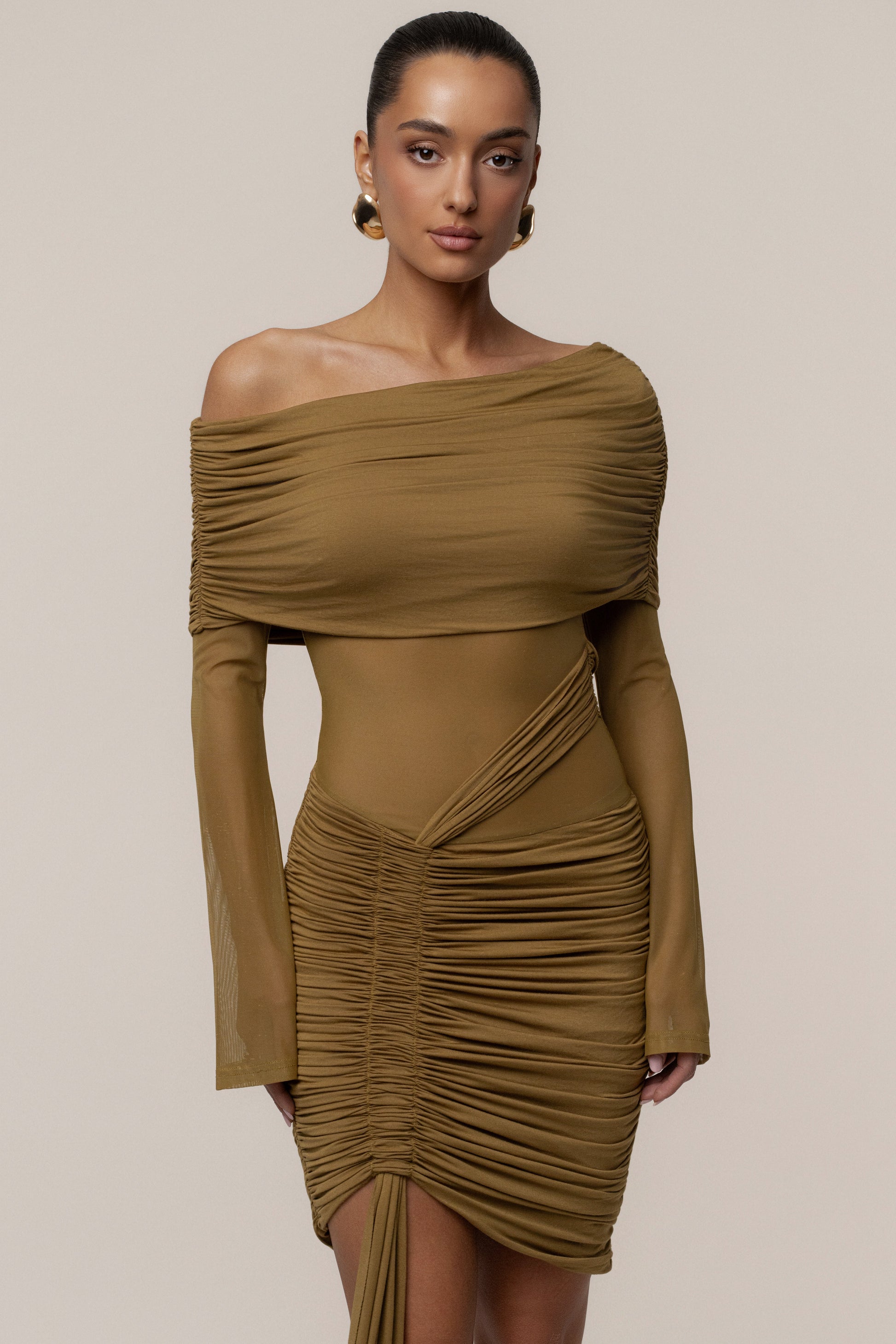 Lime After Hours Drape Dress JLUXLABEL