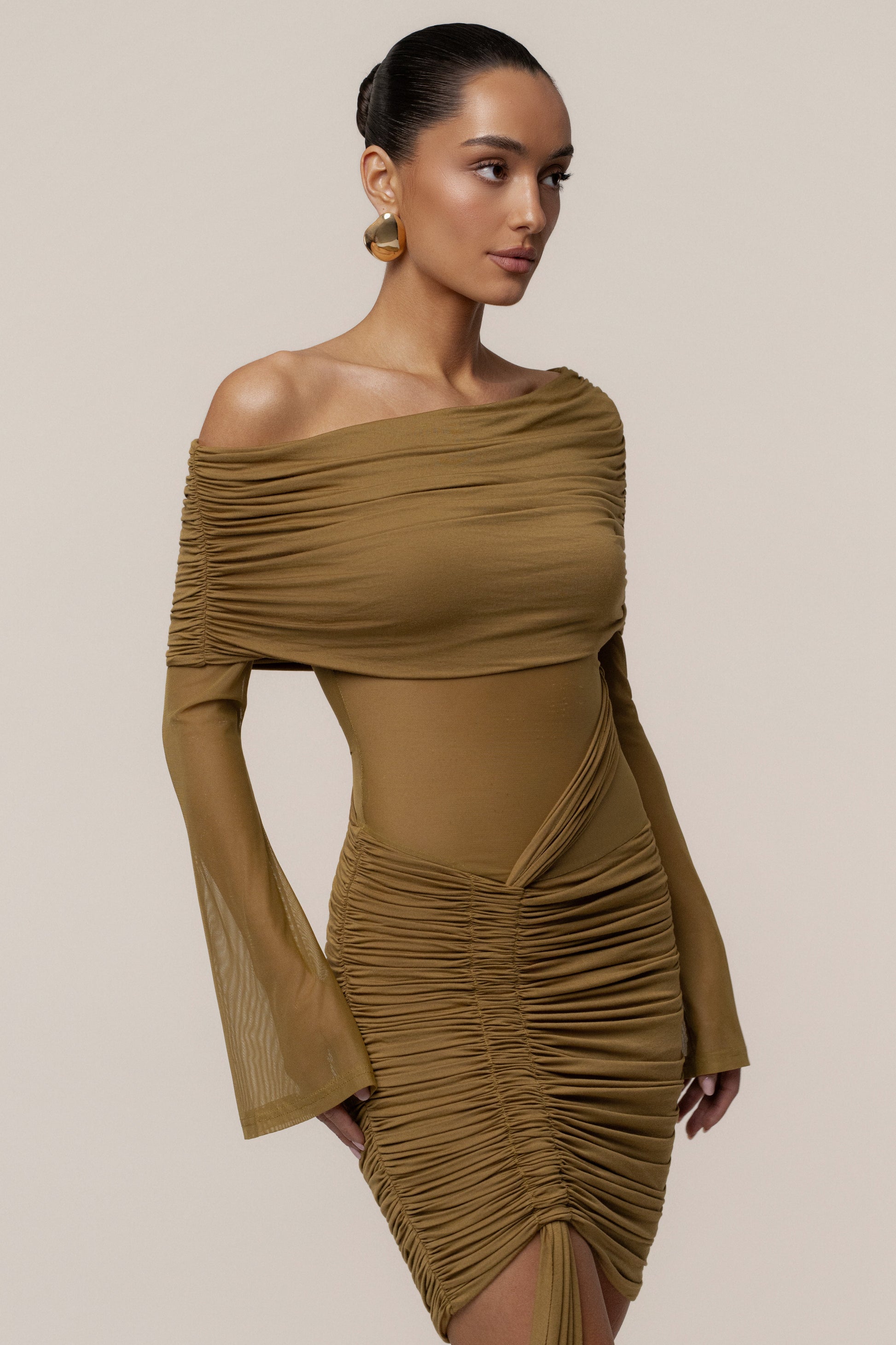 Lime After Hours Drape Dress JLUXLABEL